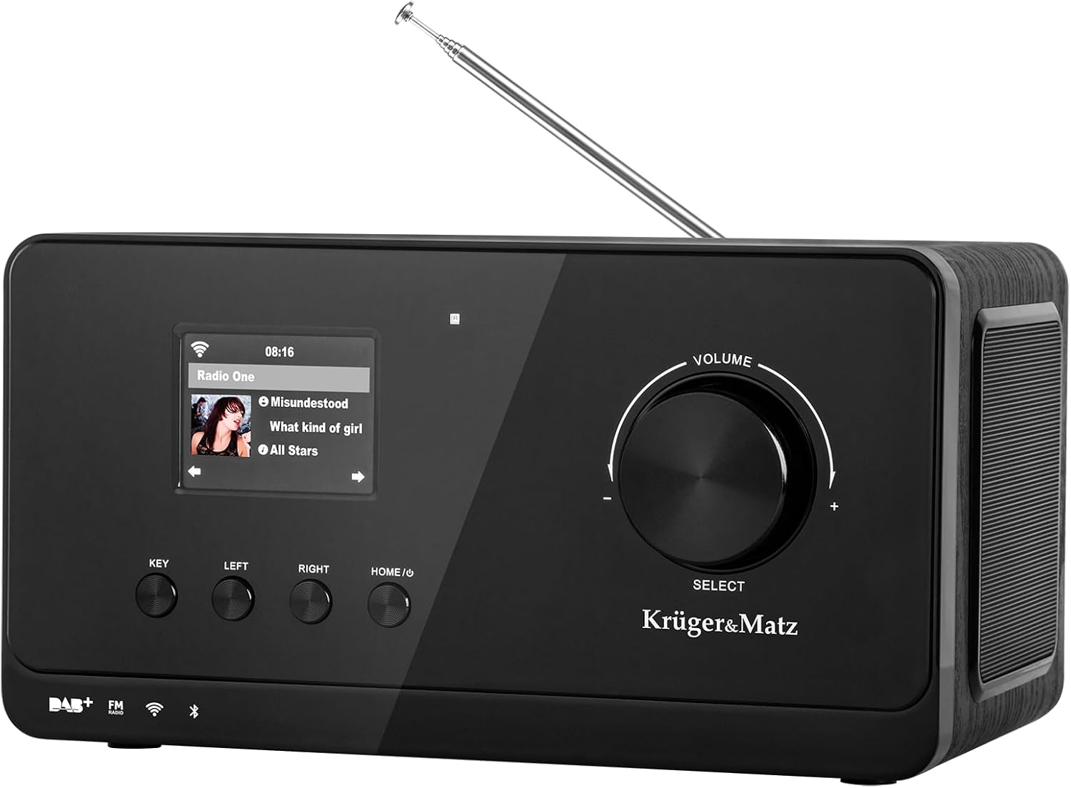 Kr&uuml;ger&Matz KM0816 Internet Radio with Weather Station, Alarm, RDS, Bluetooth Fm/Dab+/Internet, Black image number 3