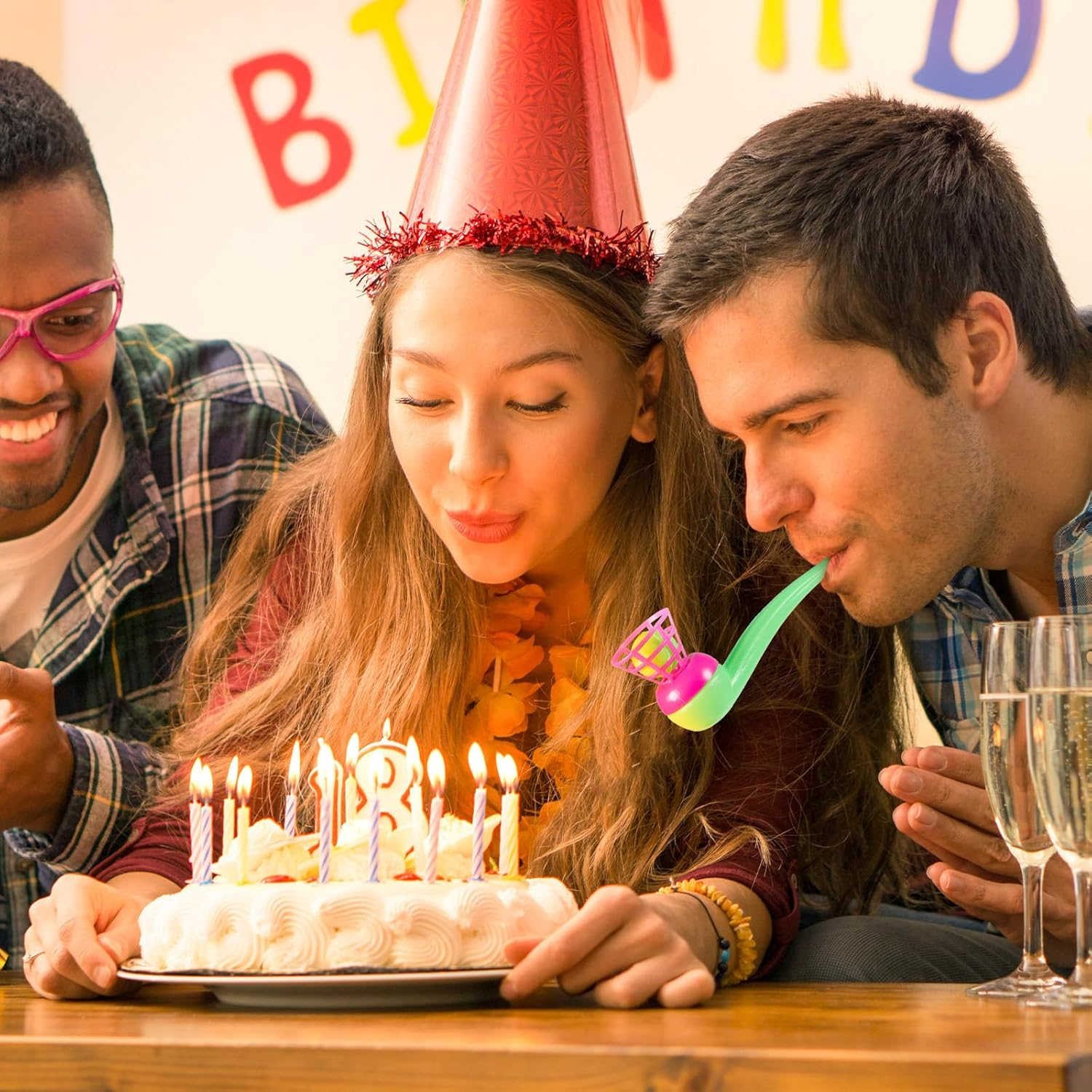 Liliful 50 Pieces Ball Blowing Toy Floating Blow Pipe Balls Stress Reliever Floating Ball Toy for Birthday Party Balance Game Favors Gift Bag Stuffers Random Color image number 1