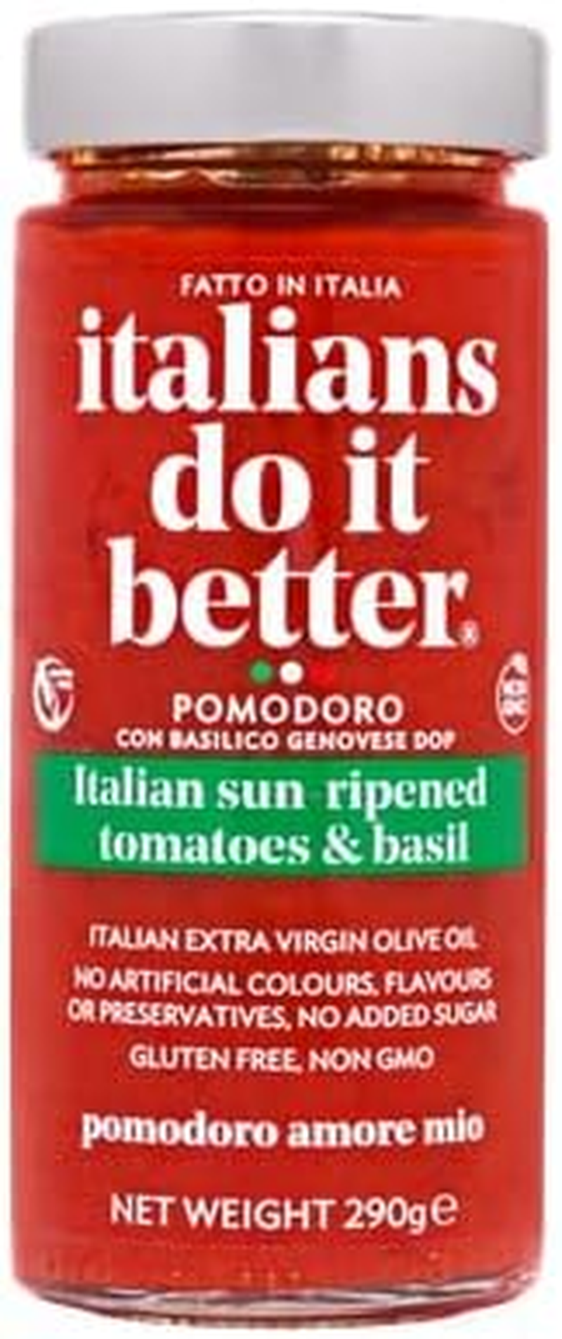 Italians Do It Better Pomodoro Sauce, 290G &ndash; Italian Pasta Sauce with Fresh Tomato and Basil, Ideal for Penne, Spaghetti, Traditional Tomato Sauce, Italian Made image number 5
