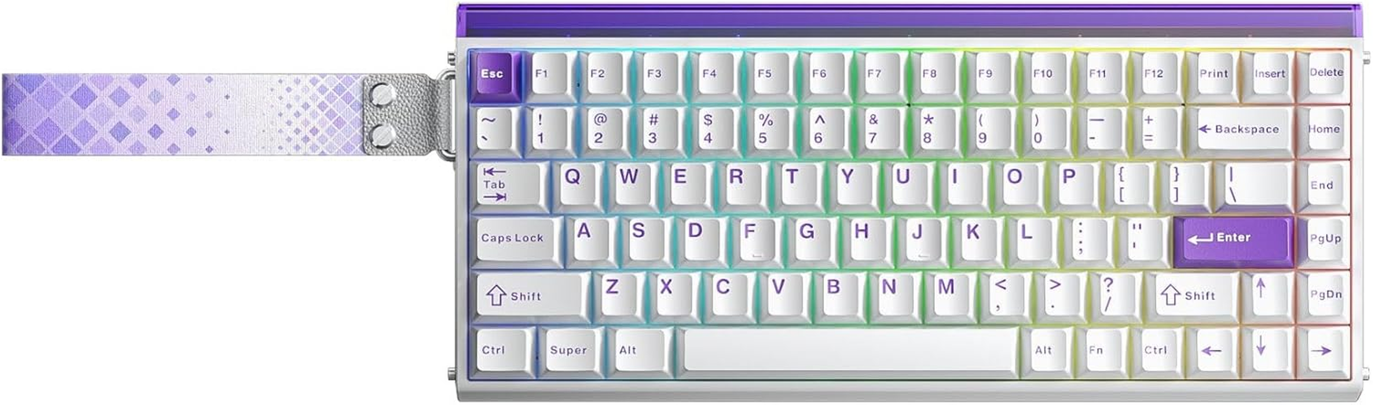 Aula Hero 84 HE Magnetic Switch Keyboard &ndash; Hall Effect, 0.01Mm Rapid Trigger, 8000Hz Polling, RGB Neon Light Box, Hot-Swappable, Web Driver, 84-Key Compact Layout (White Contour, Pluto Switch)