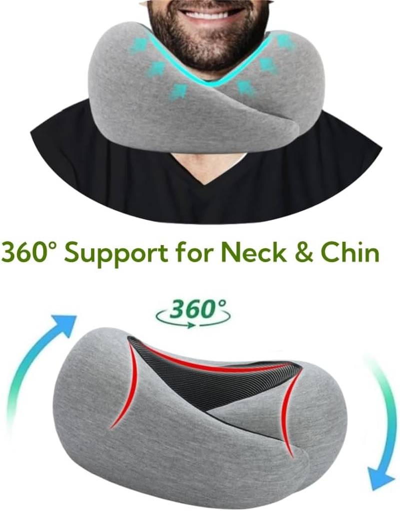 KOKOCCBD Travel Neck Pillow, Memory Foam Ergonomic Travel Pillow for Airplane, 360 Degree Comfort and Breathable, Portable Pillows Neck for Airplane, Cars, Office& Home, Pillow with Washable Cover image number 5