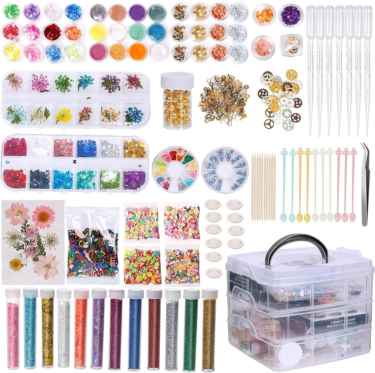 Resin Decoration Accessories Kit, Resin Jewelry Making Supplies Kit with Dried Flowers, Resin Glitter, Gold Foil Flakes and Epoxy Resin Fillers for Resin Crafts Lovers image number 5