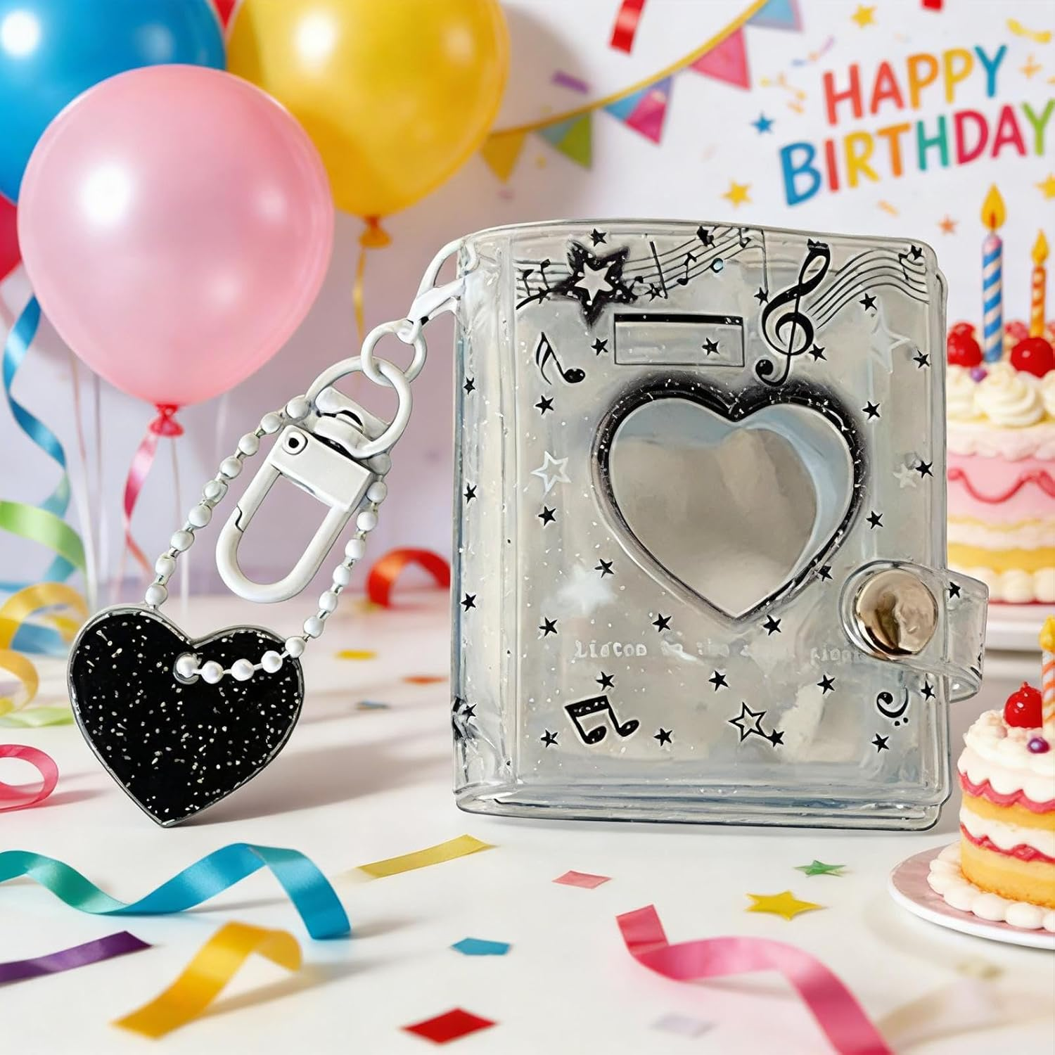 Wjnflqn Keychain Photo Frame - Handmade 12 Pockets Bag Charm - 2 Inch Pocket Photo Album Keychain | for Wedding Graduation Birthday Office Travel School Luggage Bags Backpack Handbag - White image number 2