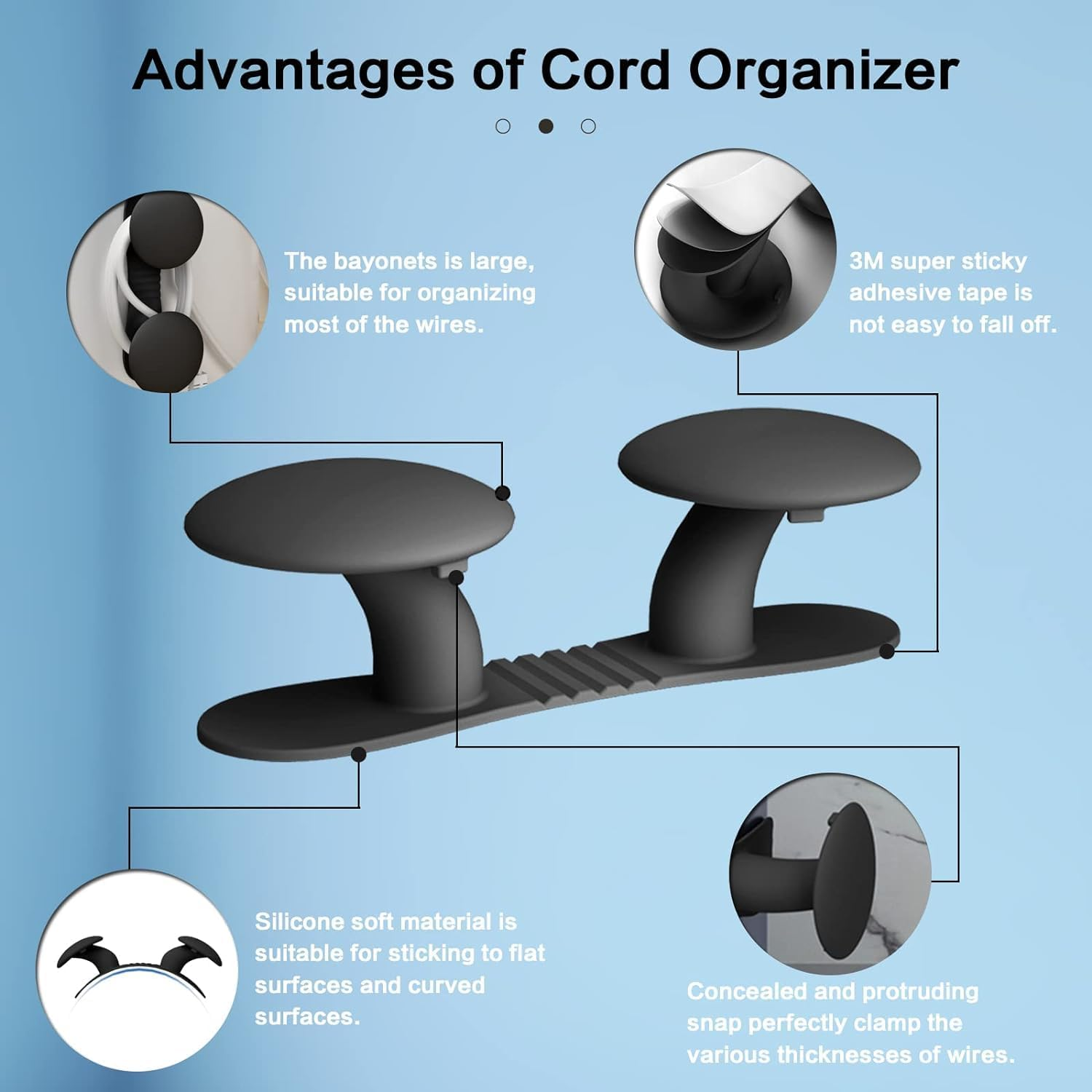 6 Pack Cord Organizer for Appliances, Cord Holder Cord Wrap Cable Organizer Stick on Flat or round Surface Multifunctional Adhesive Hooks for Small Kitchen Appliances, Blenders, Coffee Maker (6Colors) image number 6