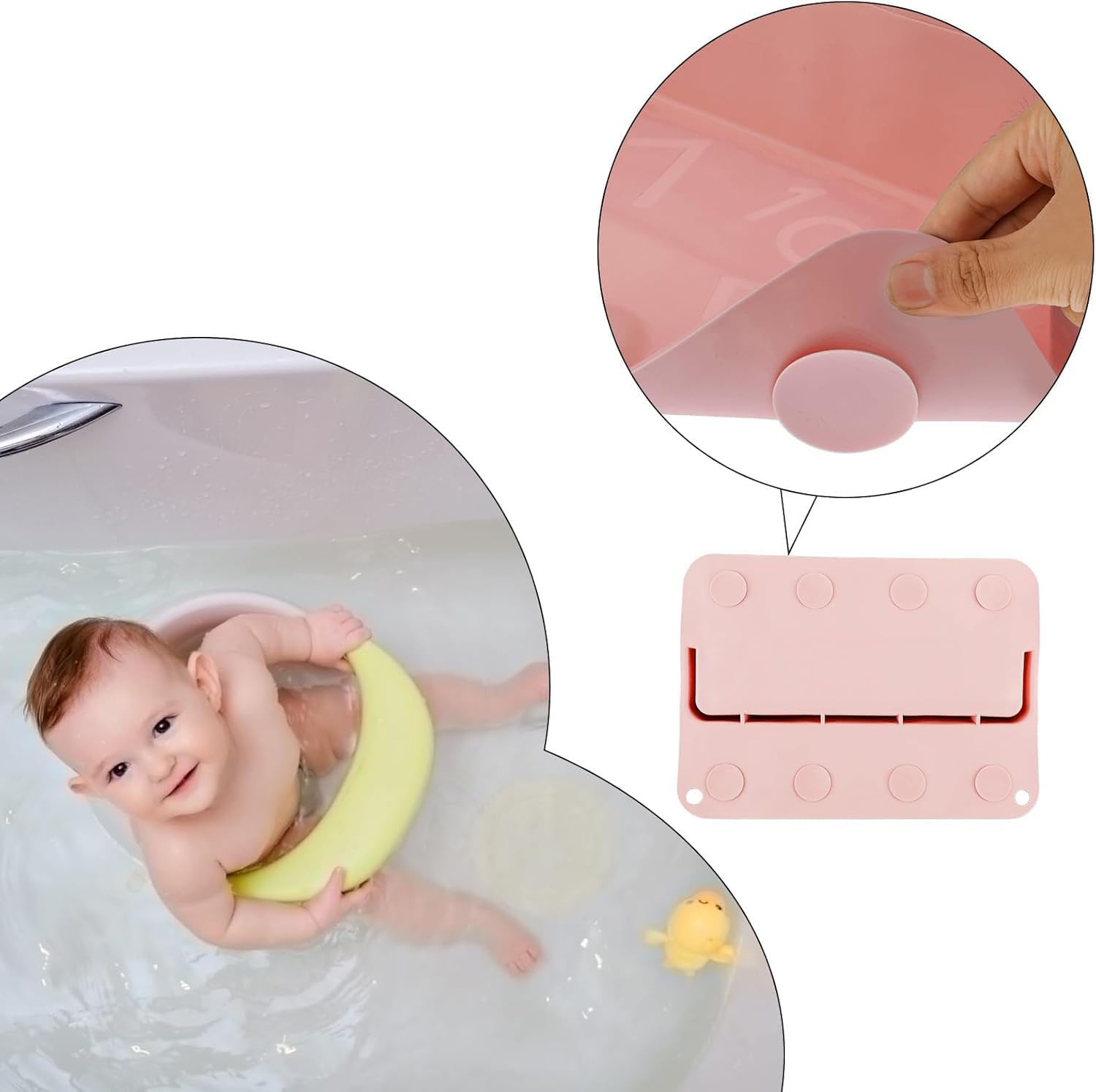 Limcryspp Bathtub Splash Guard, Silicone Children'S Bathtub Rack and Baby Bath Toys, Bathtub Water Protection Rack, Suitable for Young Children and Babies in (Pink)