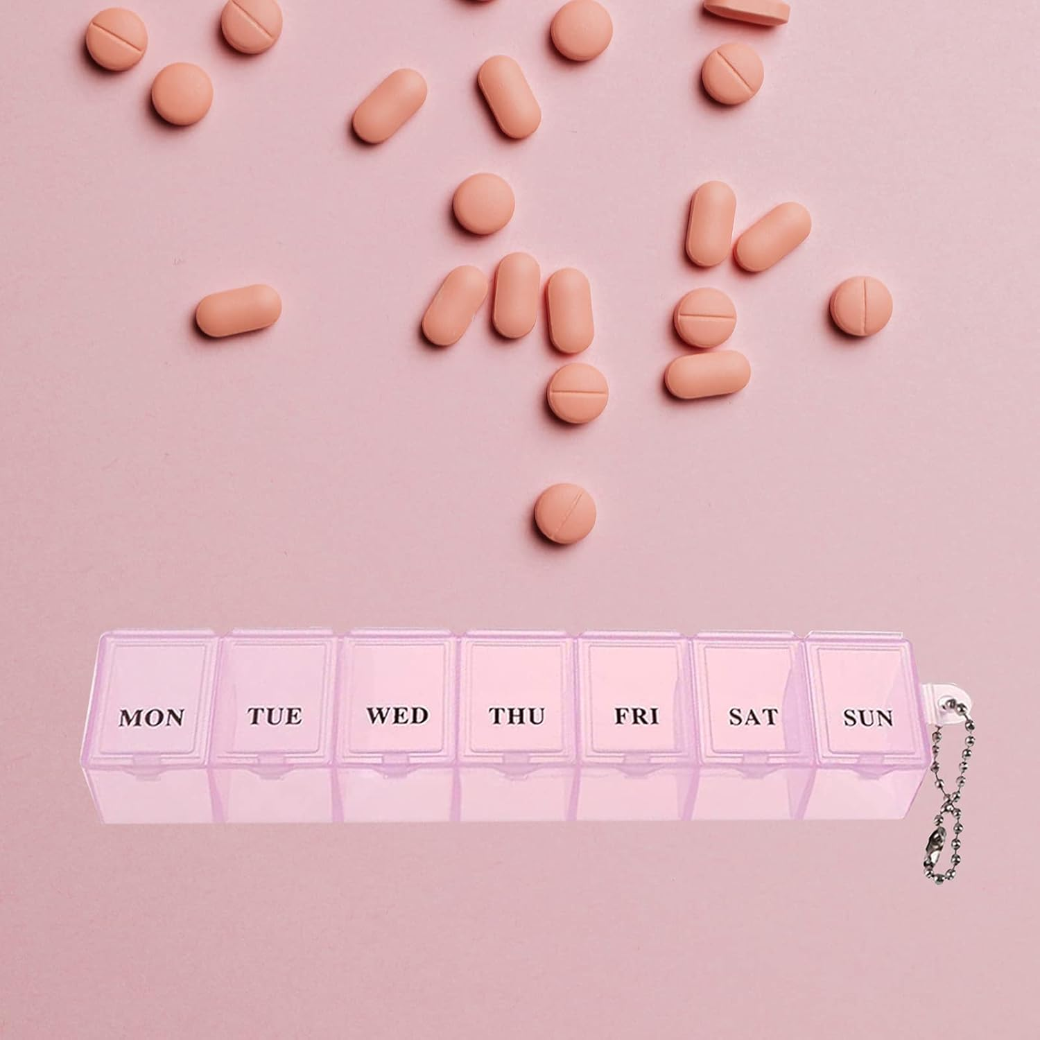 2 PCS Weekly Pill Organizer 7 Day Pill Box Organizer Medicine Box Tablet Dispenser Organiser Storage Case Portable Travel Pill Box Travel Medicine Organizer for Vitamin Fish Oil Supplements Medication image number 5