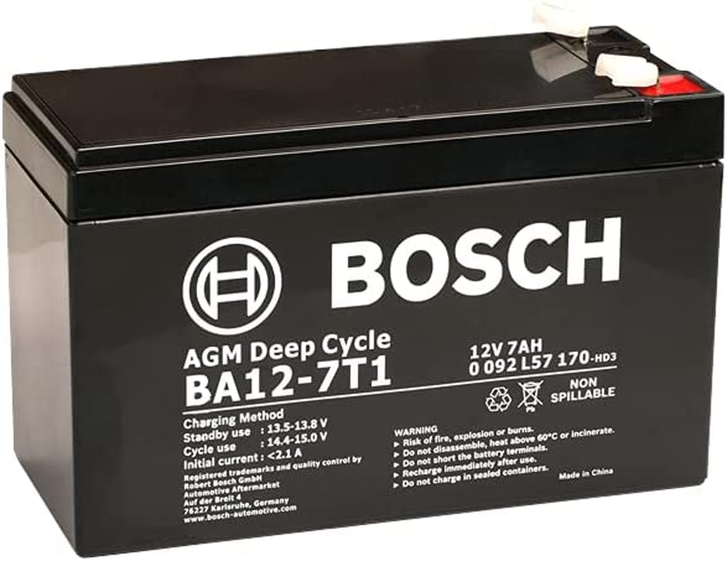 Bosch BA12-7T1 12V 7AH VRLA AGM Rechargeable Standby Battery Black image number 3