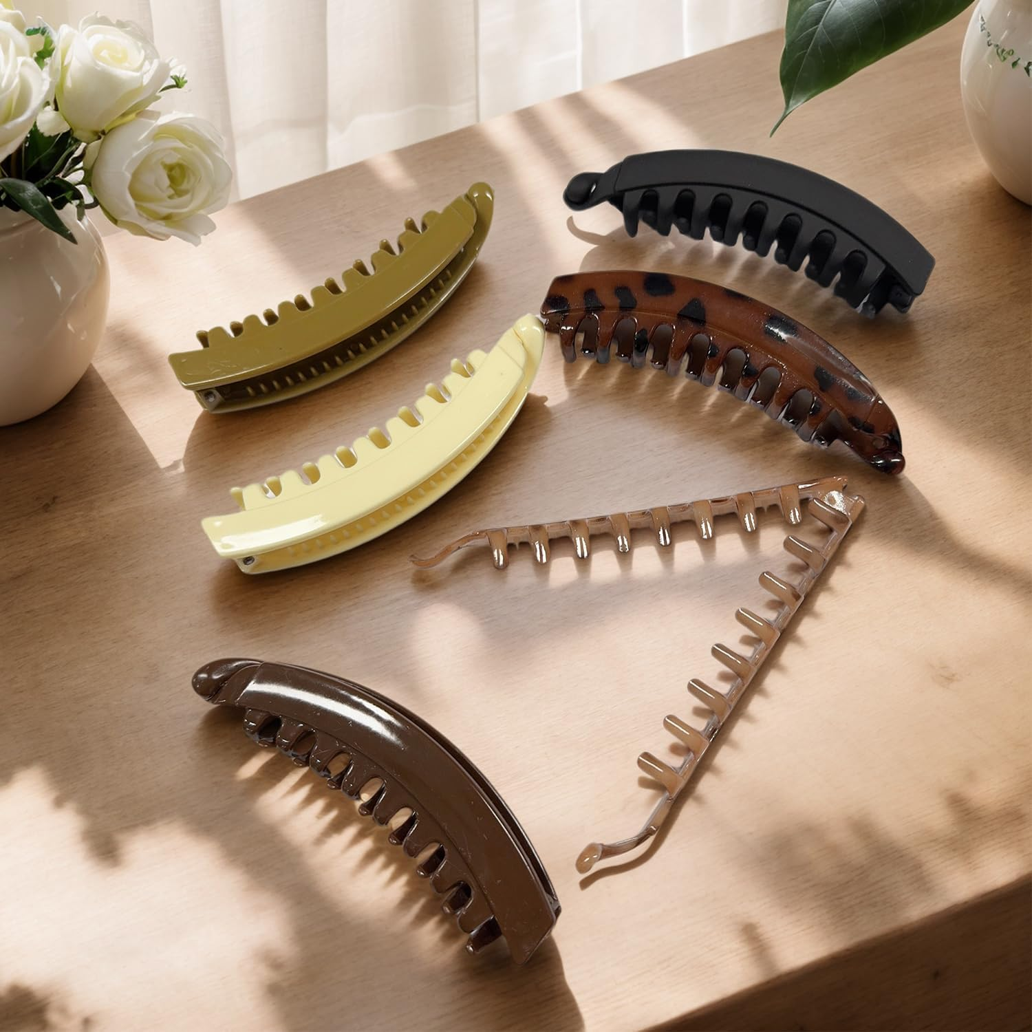 GIKPAX 6 Large Banana Hair Clips, Banana Clip with Strong Hold, 5 Inches, Hair Clips for Thick Hair, French Hair Accessory for Girls and Women image number 3