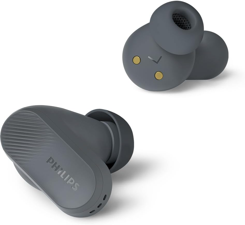 Philips TAT3509GY Noise Cancelling True Wireless in Ear Bluetooth Headphones - Natural Sound, Dynamic Bass, Pocket-Sized Charging Case, Clear Calls, Ideal for Commuting and Exercise - Grey image number 3