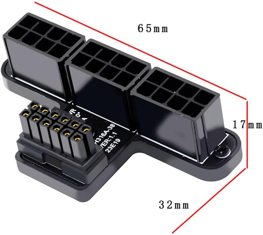 NFHK 12VHPWR ATX3.0 PCI-E 5.0 Power Modular Adapter to Three ATX 8P for 4080 5090TI 16Pin 12+4P Graphics Card with 90 Degree Angle