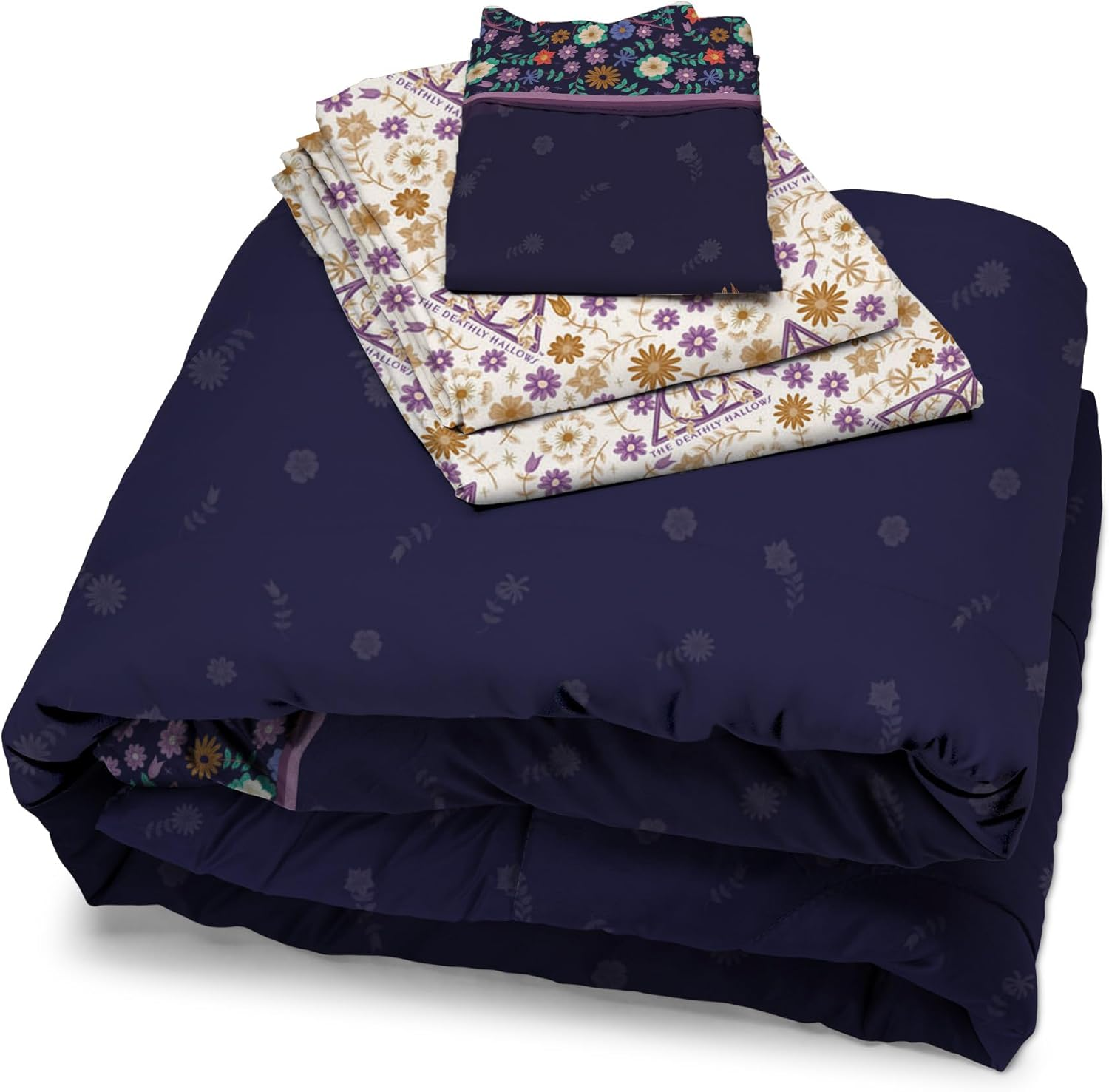 Northwest Harry Potter Botanical Wizardry 5 Piece Full Bed in a Bag Set, Bedding Set with Comforter and Sheets, Soft and Cozy for All Seasons