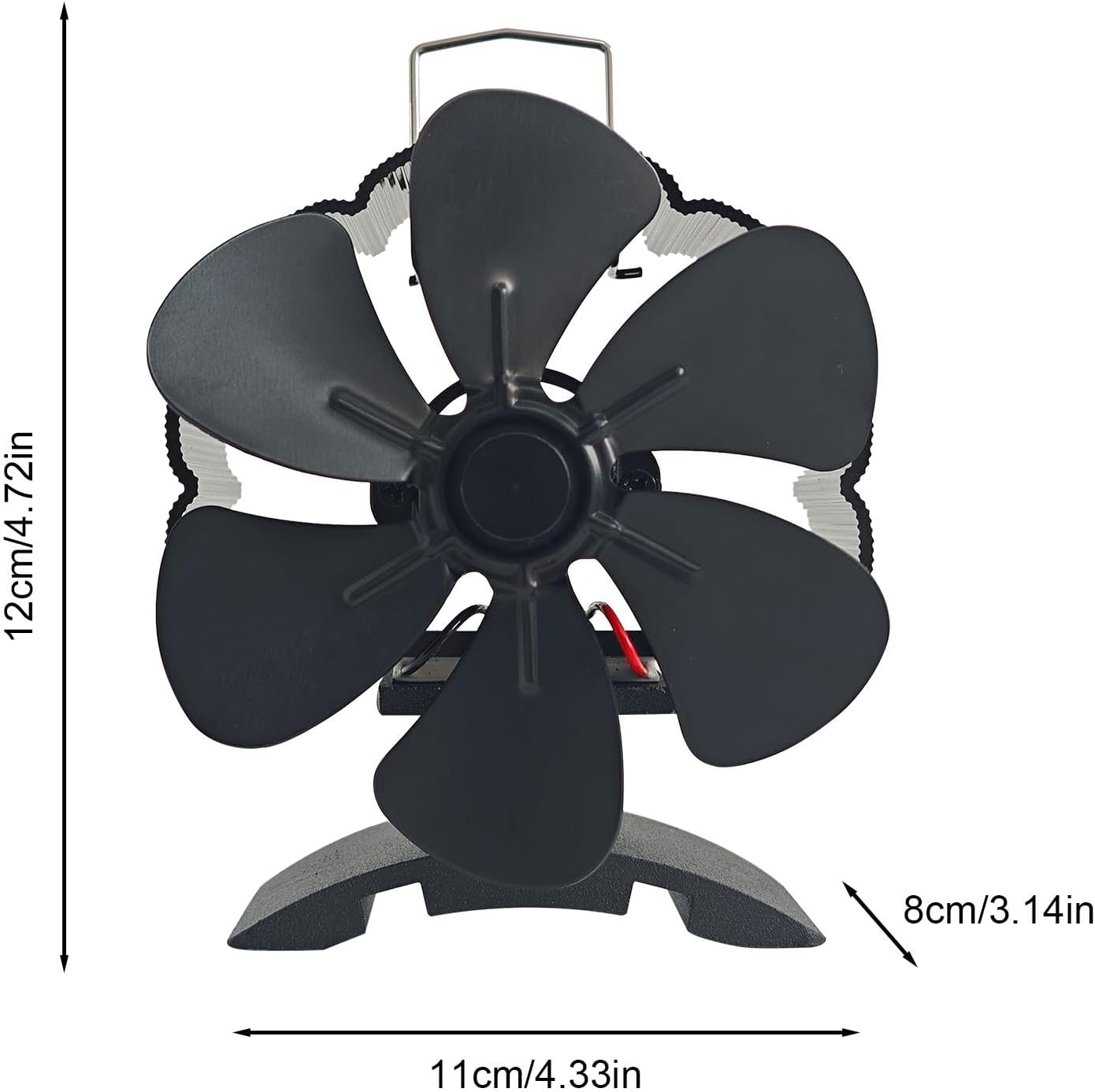 Quiet Fireplace Fan, Non-Electric Heat Powered Fan 11X8X12Cm, Efficient Heat Distribution, Eco-Friendly Design, Black, Wood Stove, and Heating Solution image number 4