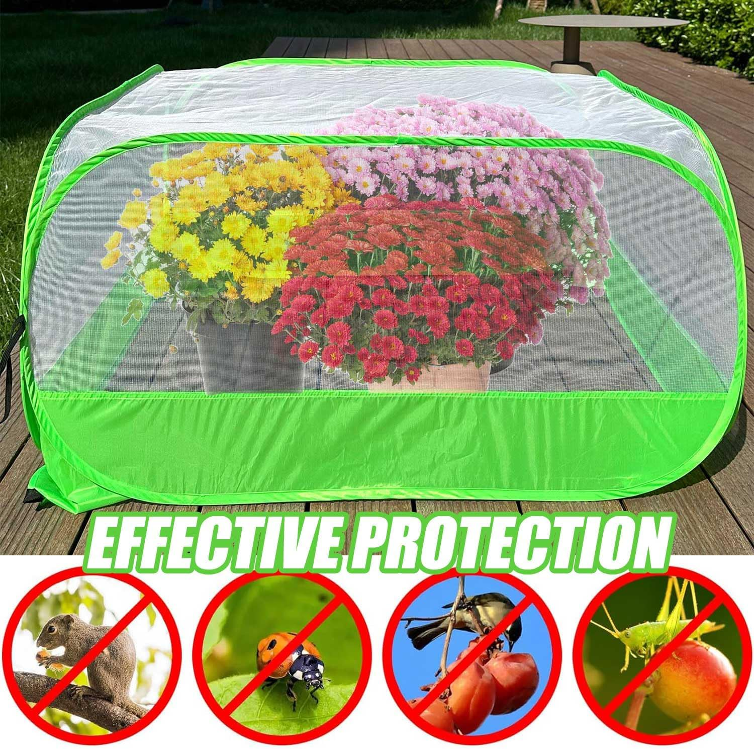 Pop up Garden Mesh Plant Cover 2Pcs Outdoor Plant Protector Mesh Plant Enclosure Raised Bed Garden Bird and Pest Protection Guard for Fruits Vegetables Seedlings and Herbs image number 6