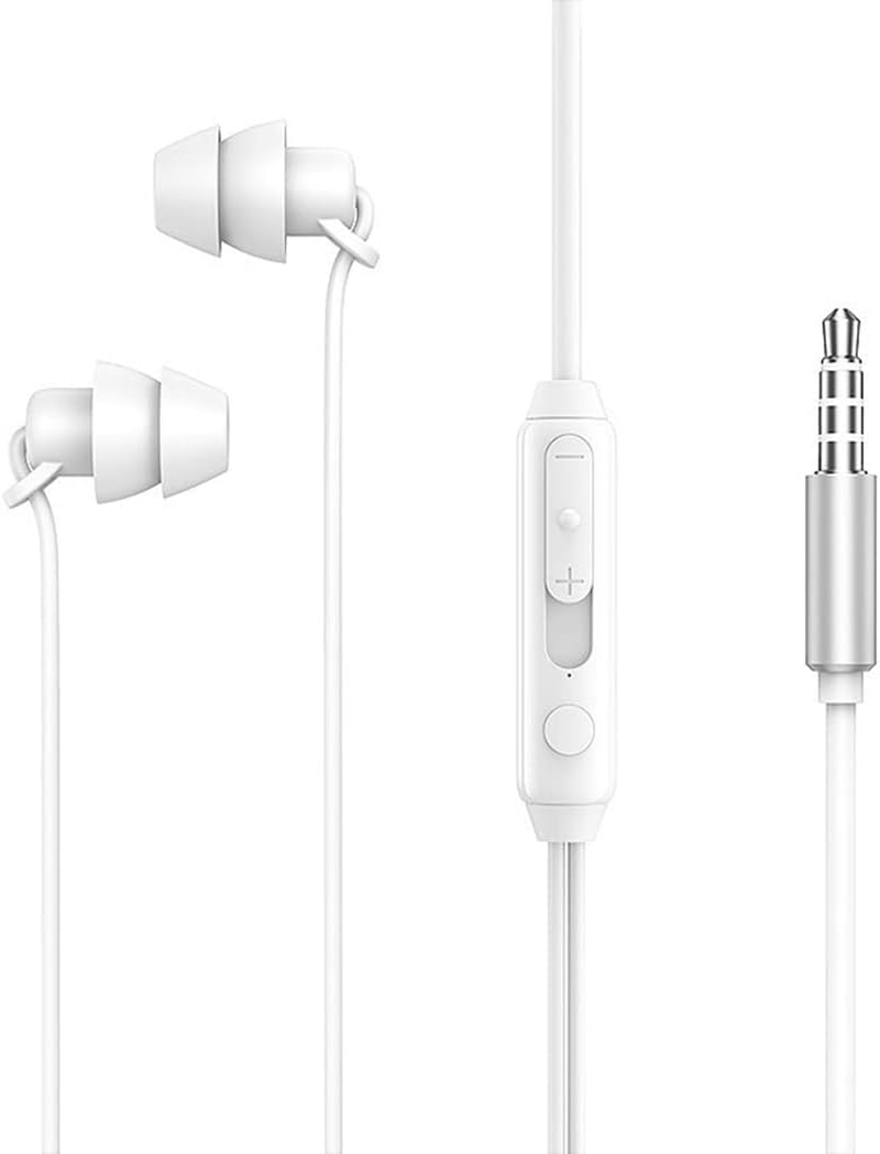 Anti-Noise Sleeping Headphones with Microphone Button Control Headset Noise Cancelling Earphone Supply Household, Double 3.5Mm Black