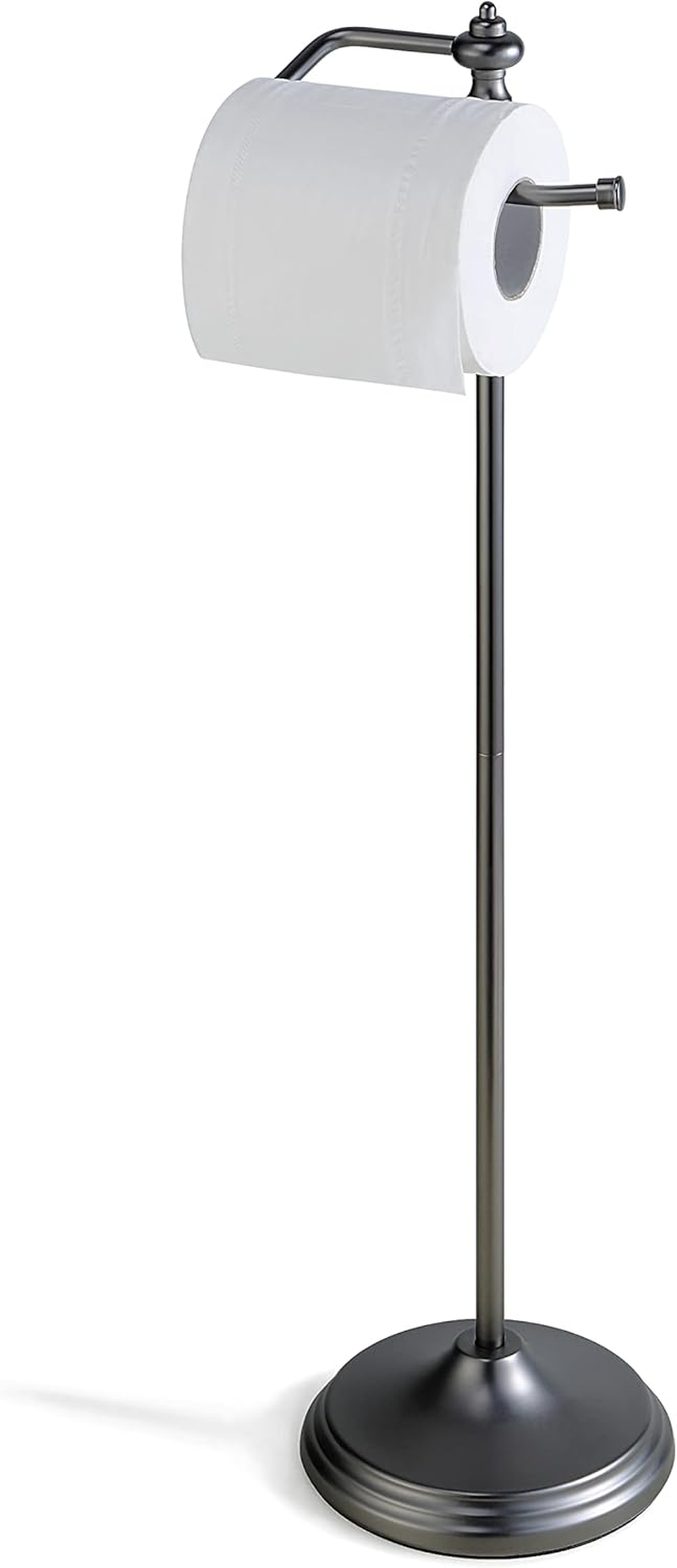 Sunnypoint Bathroom Free Standing Toilet Tissue Paper Roll Holder Stand with Reserve Function, Satin Nickel