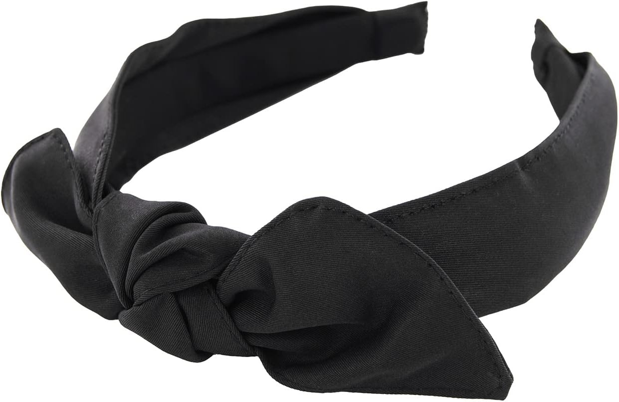 Axy HRS1B Headband with Bow 13 Cm X 4.5 Cm Made of Shiny Fabric Hair Band Vintage Hairband Headband Headband (Black) image number 5