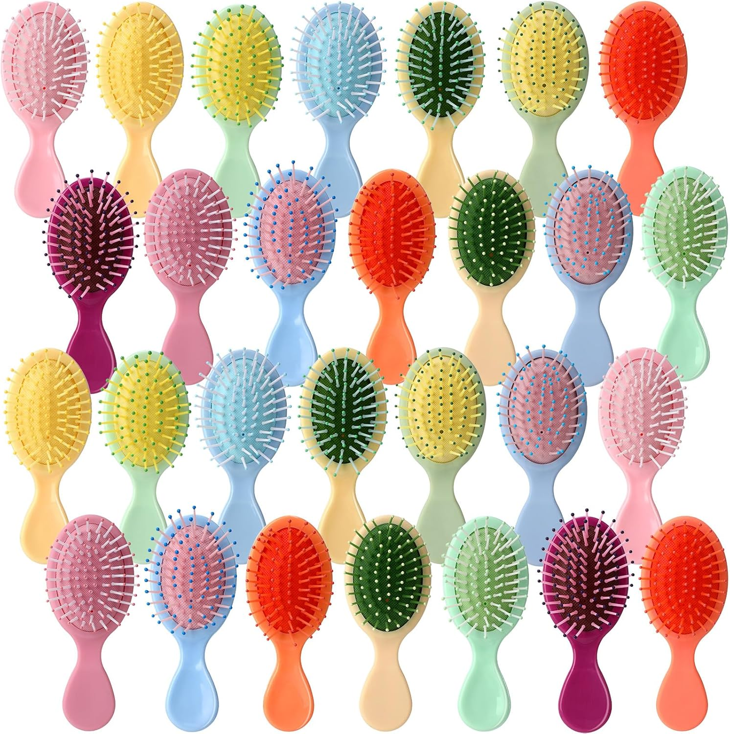 Zopeal 28 Pcs Kids Gift Wet Hair Mini Brush Bulk Girls Back to School Small Pocket Travel Hairbrush Hygiene Detangler Soft Bristle Detangling Paddle for Bachelorette Rewards Party Favor(7 Colors)