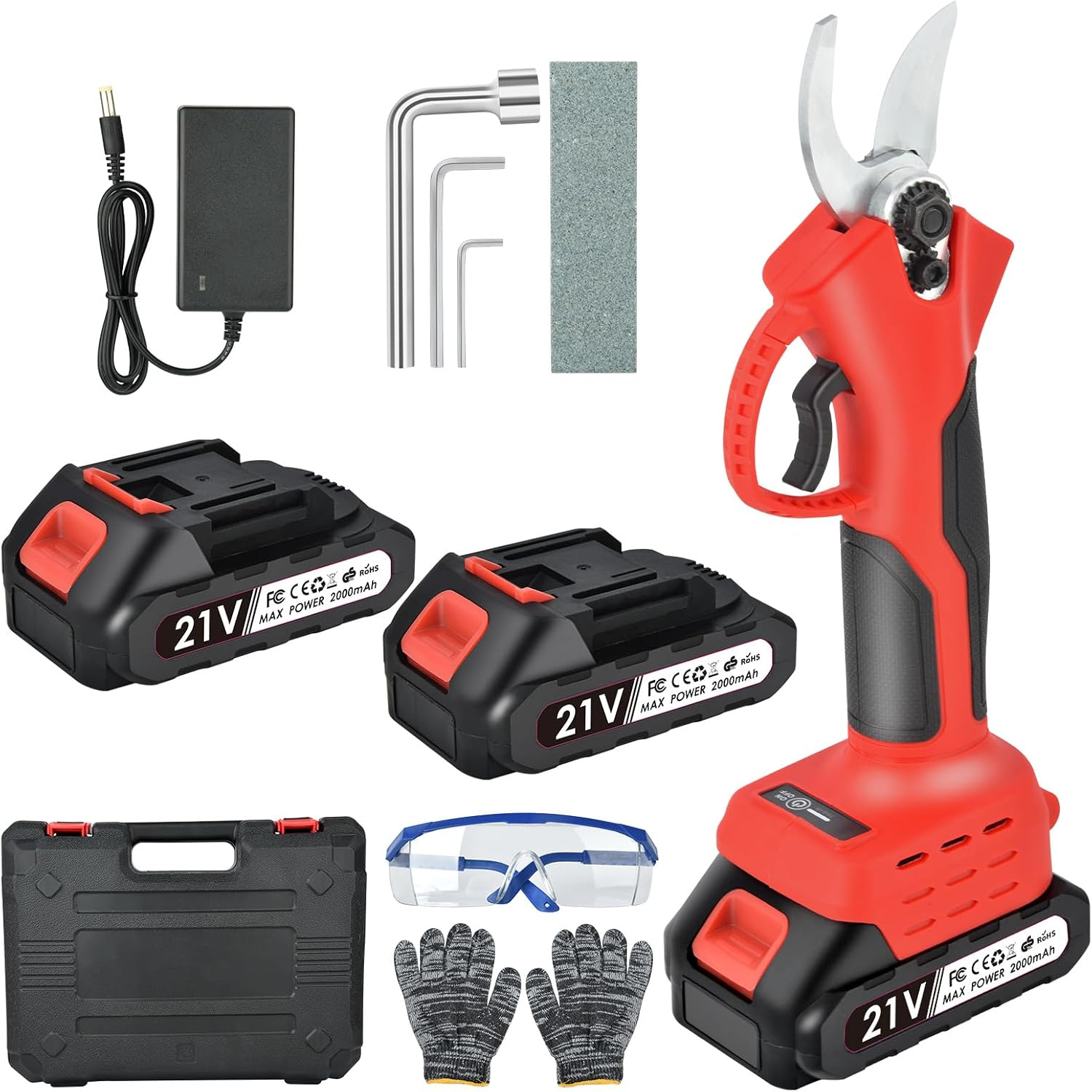 Electric Pruning Shears: 21V Portable Electric Pruner, 30Mm(1.2 Inch) Cutting Diameter, Powered Cordless Brushless Pruning with 2 Pack 2.0Ah Lithium-Ion Battery for Tree Branch, Sk5 Blades image number 5