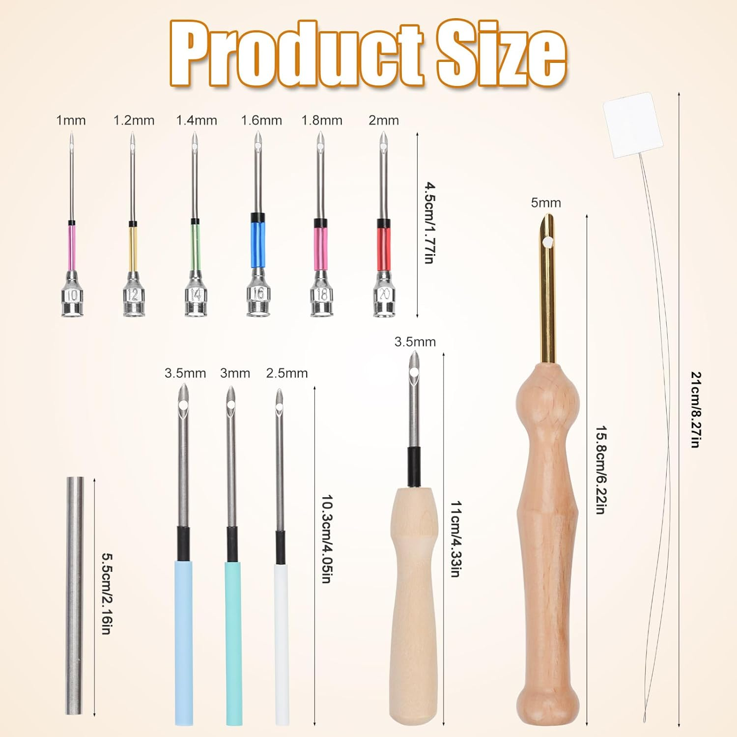 16Pcs Punch Needle Kits, Punch Needle Tool Punch Needle Embroidery Kit Sewing Art Needles with 6 Sizes Bare Needles Punch Needle Heads for Adults Beginner Floss Cross Stitch DIY Craft