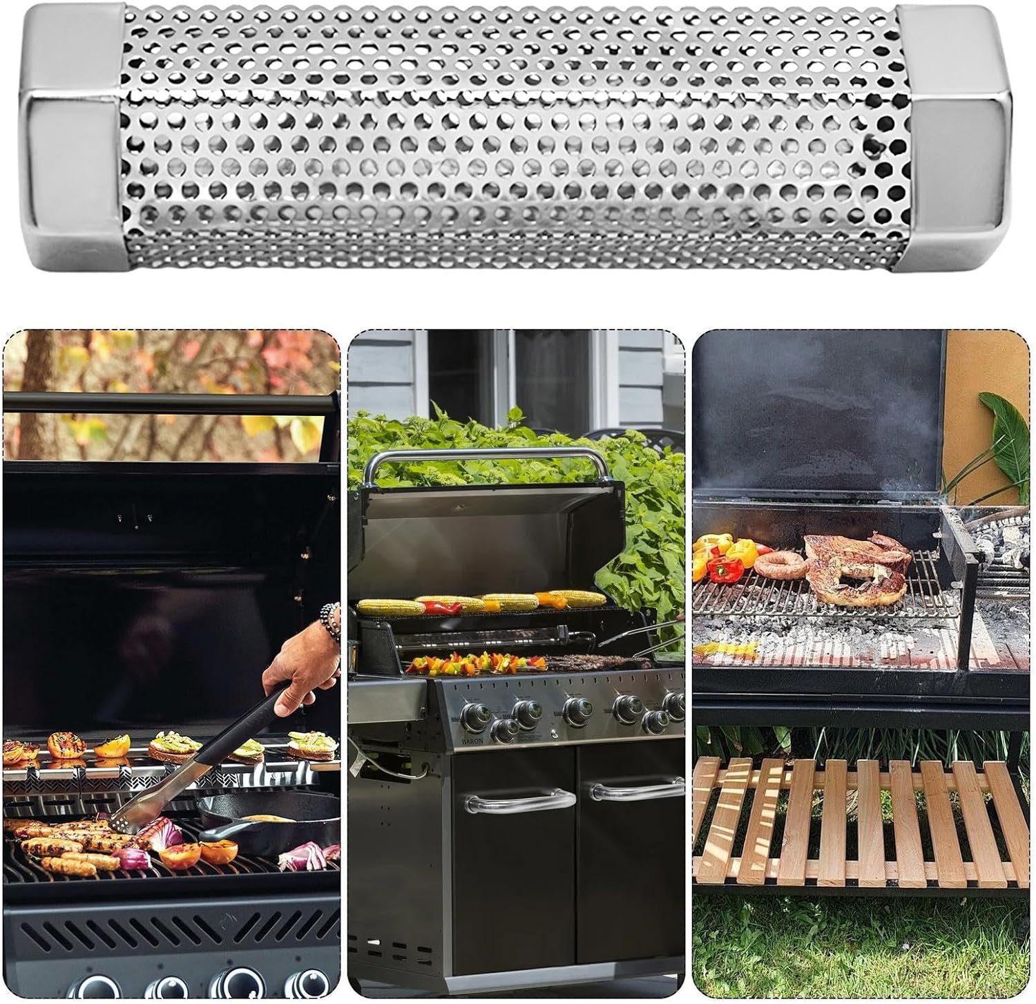 Pellet Tube,Grilling Smoked Pipe Stainless Steel - High-Efficiency Grill Acessories Flavor-Infused Pellet Tube for Backyard BBQ, Camp Cooking, Grilling Steak Chicken Turkey image number 1
