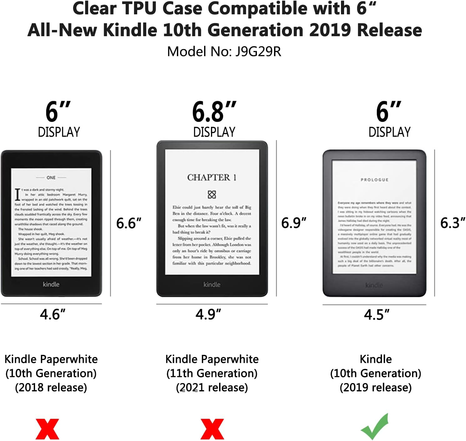 Aircawin for 6'' All-New Kindle Case Clear 2019,Clear Case for Kindle Paperwhite 10Th Generation 2019,Shockproof Ligthwheight Transparent Soft TPU Back Cover Shell for Kindle 10Th Gen E-Reader-Clear image number 3