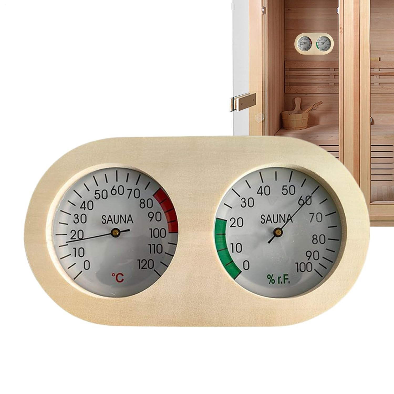 Temperature and Humidity Monitor | Sauna House Temperature Humidity Monitor | Portable Accurate Easy to Read Wood for House Garden Basement Home Patio Nursery Kitchen Bathroom Room Porch Garage image number 5