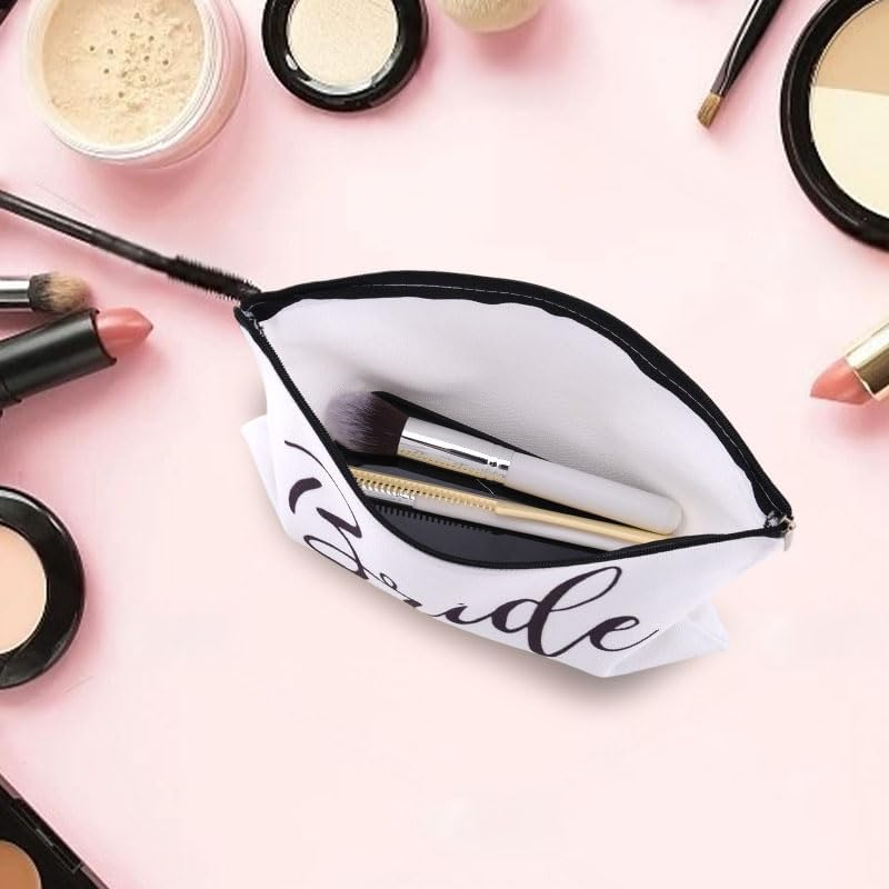 Bridal Shower Gifts for Bride Bachelorette Wedding Party Supplies Bridal Makeup Bag Engagement Presents for Fiancee Bride-To-Be Travel Cosmetic Bag for Women image number 1