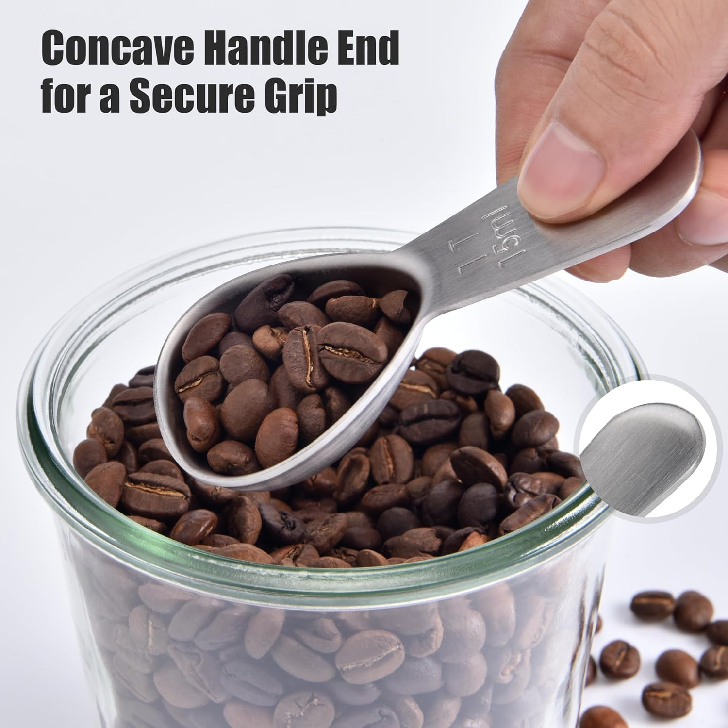 Doosu 1 Tablespoon Coffee Scoop - 18/8 Stainless Steel Heavy Duty Measuring Spoon with Short Handle, Food Grade Metal Tbsp Scoop for Ground Coffee Beans Tea Sugar Powder (15Ml) image number 2