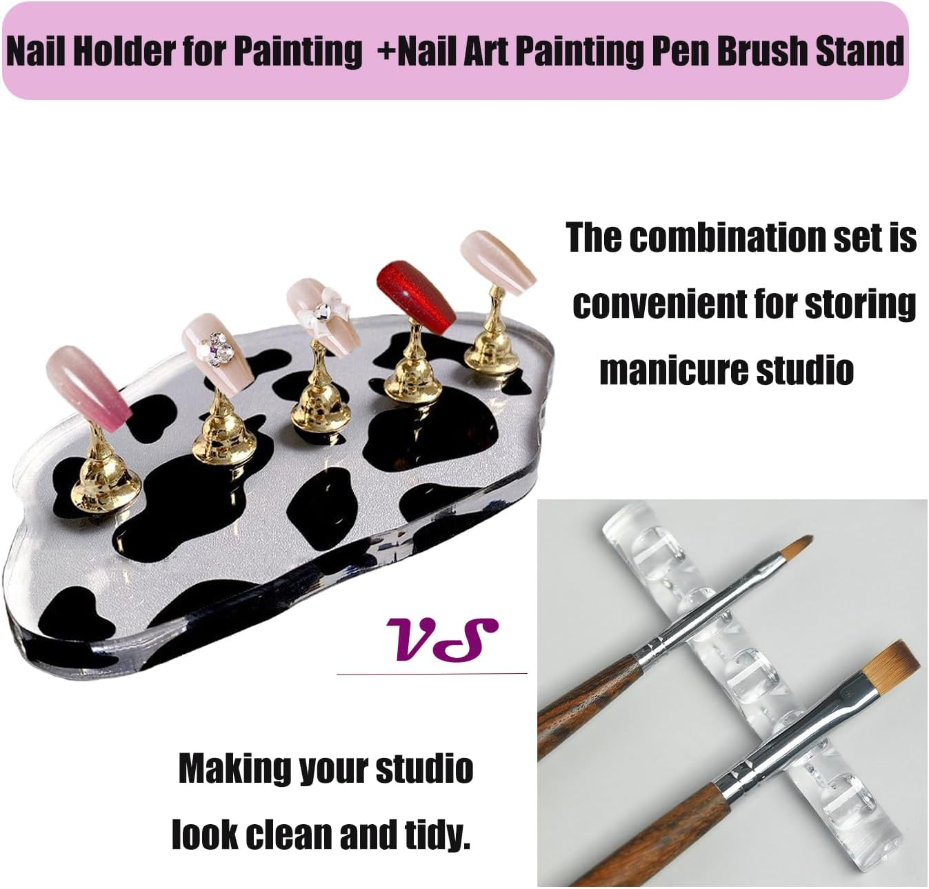 Nail Stands Nail Holder for Painting Acrylic Nail Durable Alloy Nail Display Nail Brush Nail Art Pen Holder, Nail Art Tools Package image number 5
