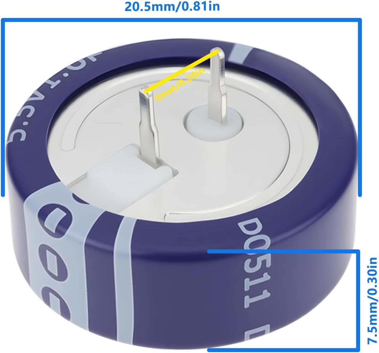 5Pcs 1.0F 5.5V Super Capacitors Suitable for Power Tools Electric Toys Small Current Applications and Other Energy Sources image number 2