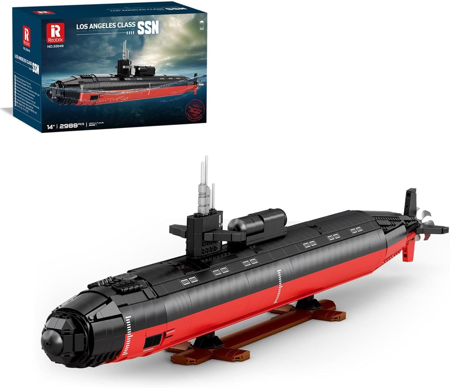 Reobrix 33049 Nuclear Submarine Building Block Set, Los Angeles-Class SSN Warships Model Building Kit, Military Battleship Toys for Adult and Kids 12+, 2988 PCS image number 1