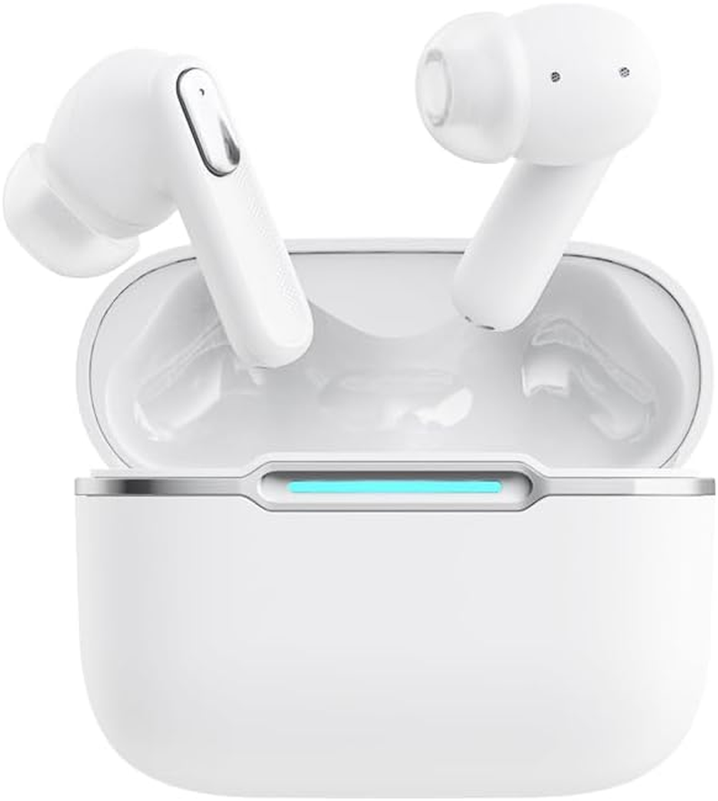 Slub Wireless Headphones Bluetooth 5.4 In-Ear Design, Auto Pairing, ANC+ENC Noise Cancelling, Hifi Sound Quality Parents and Elderly Relatives (White) image number 1