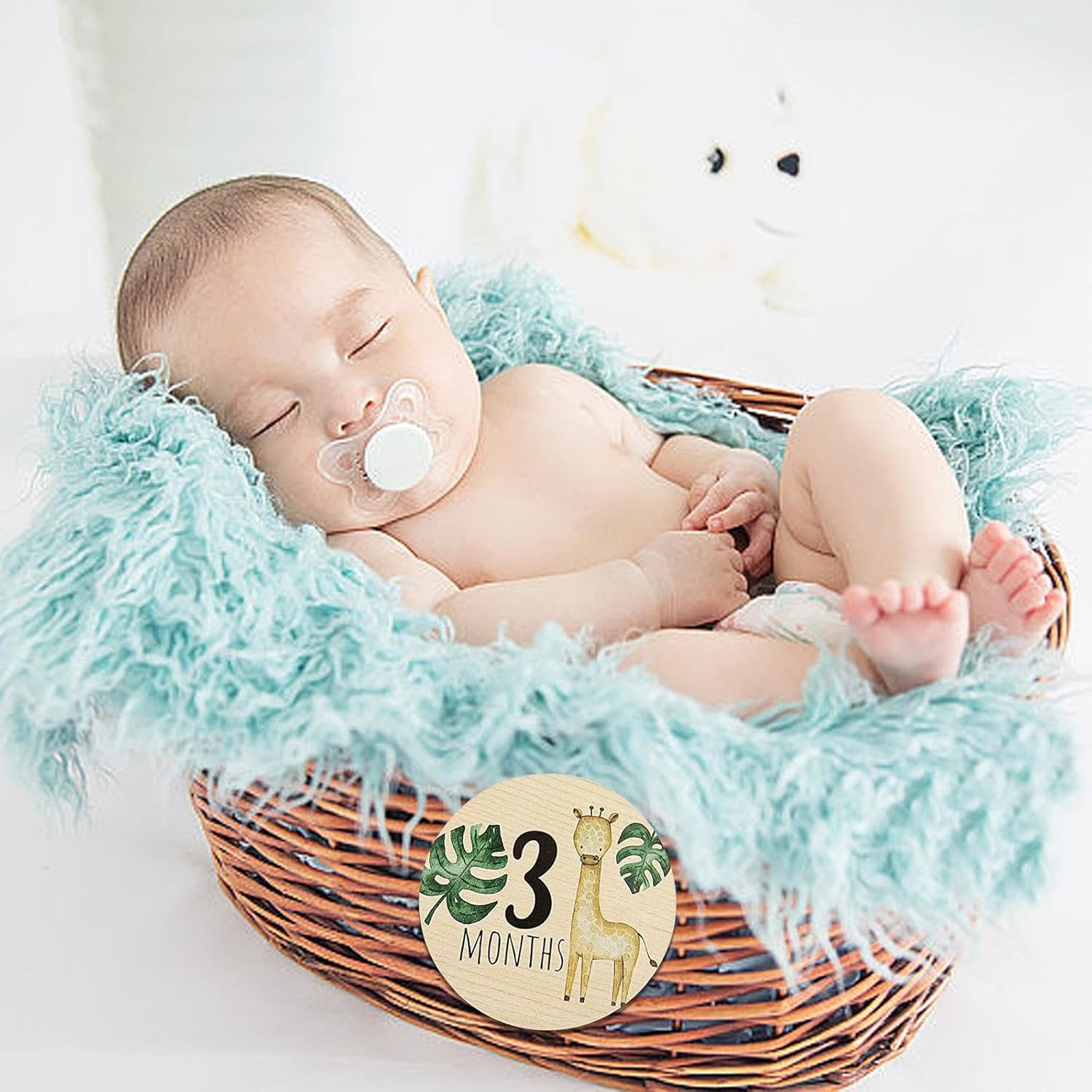 Baby Monthly Milestone Cards - 7Pcs Baby Announcement Sign, Babies Growth Tracker | Baby Monthly Milestone Wooden Signs, First Year Keepsake for Girls, Boys, Kids, Children, Toddler, 3.94X3.94 In image number 1