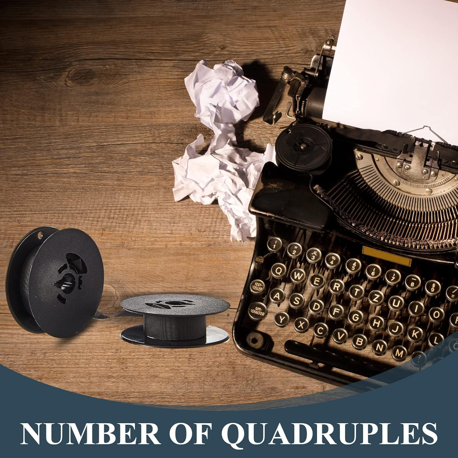 Seajan 4 Pairs Universal Dual Shaft Typewriter Ribbon Vintage Typewriter Ribbon, 1/2 Cloth for Most Machines(Black)