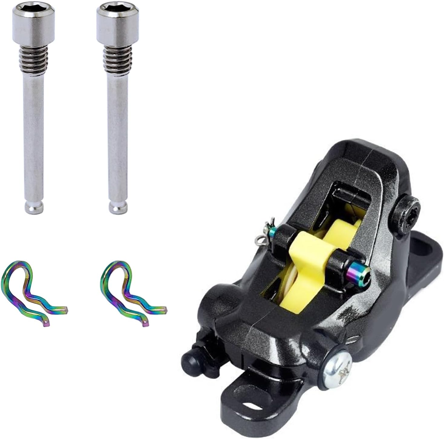 4 Sets Bicycle Titanium Alloy Pin Caliper Screws Brake Pad Bolt M4 Disc Brake Caliper Bolt with Clips Compatible with Shimano image number 3