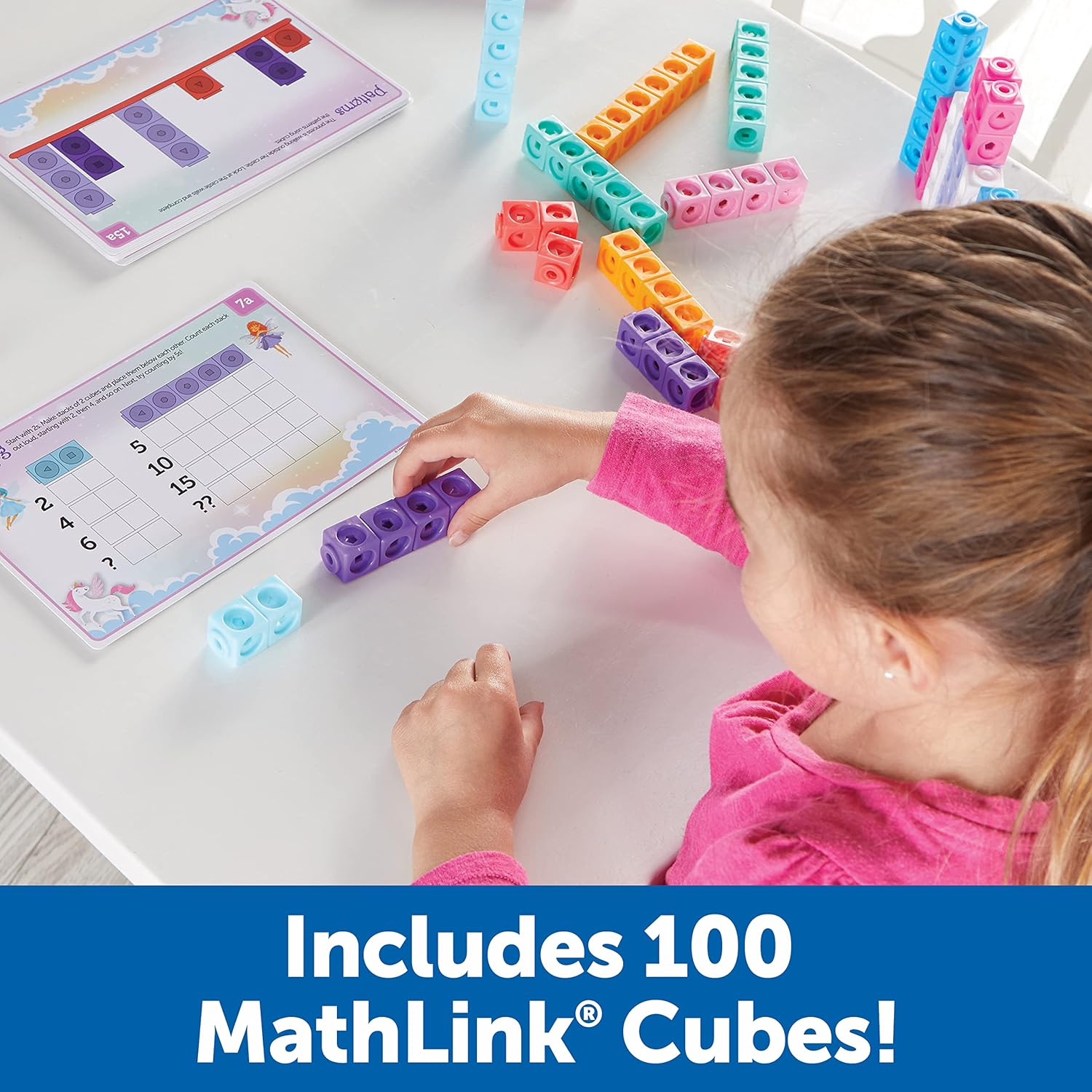 Learning Resources Mathlink Cubes Kindergarten Math Activity Set: Fantasticals! 115 Pieces, Ages 5+ Kindergarten STEM Activities, Math Activity Set and Games for Kids image number 5