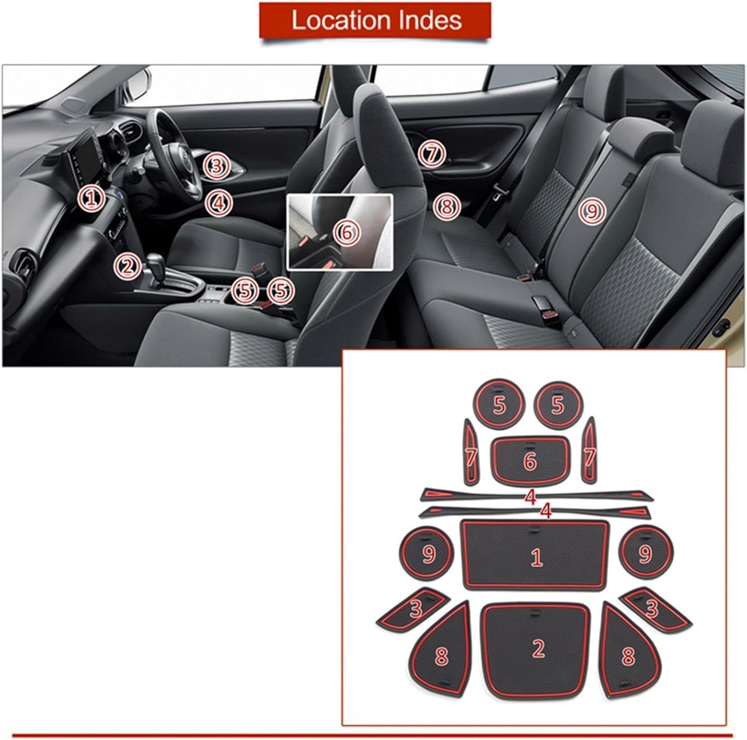 Wivplex Door Groove Dust-Proof Pad, For, for Toyota, for Yaris Cross XP210 2020 2021 2022 Rubber Mat Cup Storage Gate Slot Inner Sticker Auto Part Car Interior Anti-Slip Pad(Red) image number 1