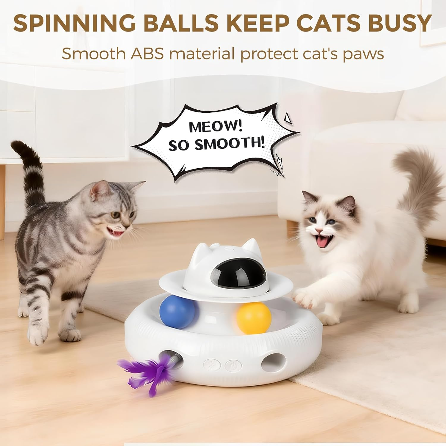 Kawayiads Cat Christmas Toys Gifts - 5-In-1 Interactive Toy for Indoor Cats - Automatic Kitten Toy Motion Activated Electronic Butterfly Track Balls Moving Feather Cat Laser Toys for All Breeds image number 3