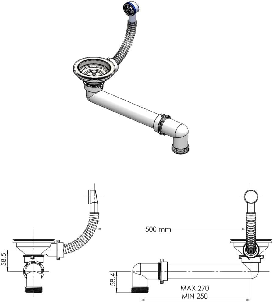 Vidaxl Single Basin Kitchen Sink &ndash; Grey, Granite Material, Heat and Scratch Resistant, Includes Debris Basket Strainer image number 3