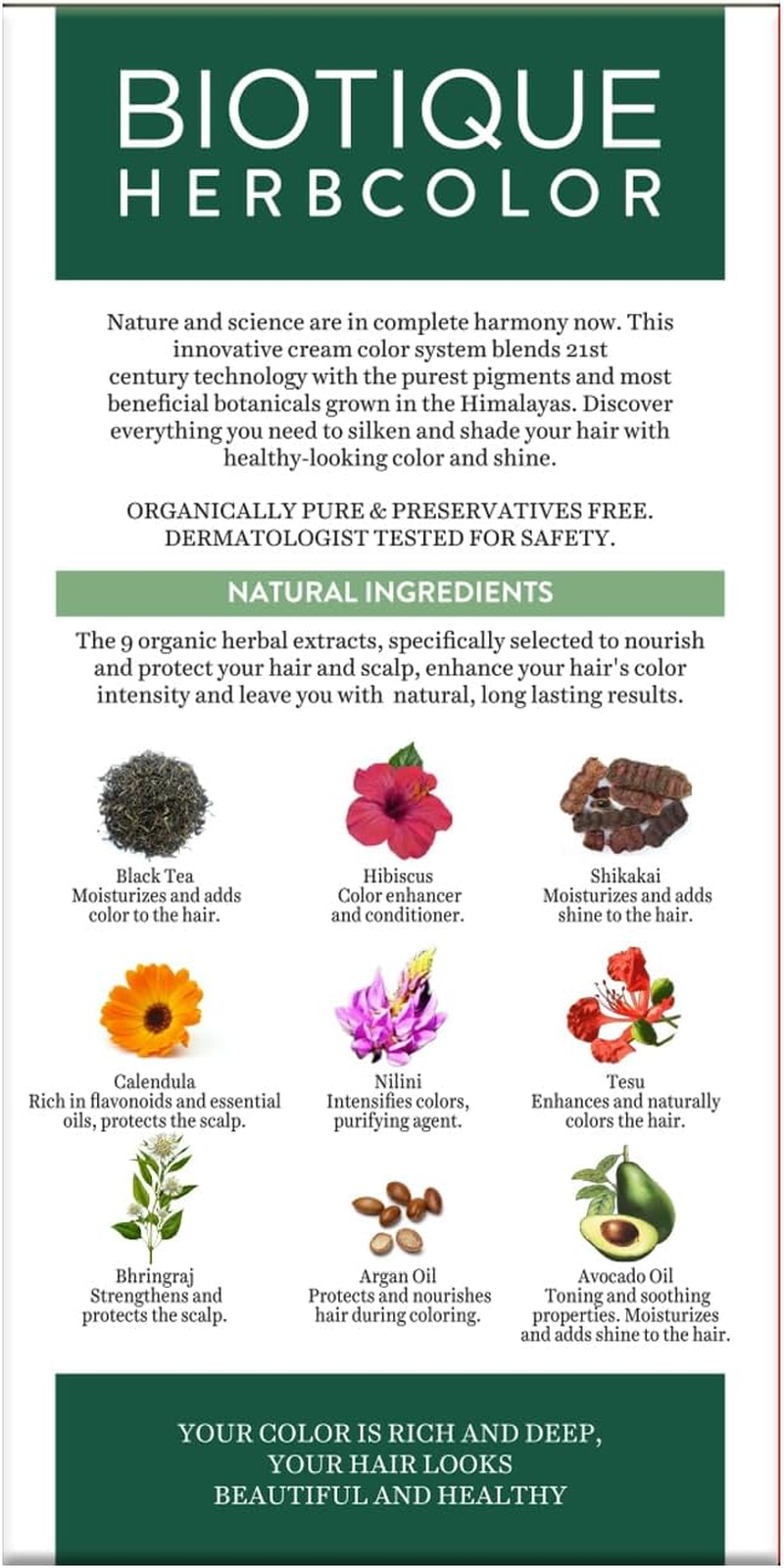 Biotique Bio Herbcolor 3N Darkest Brown, 50 G + 110 Ml (Conditioning Color No Ammonia) image number 2