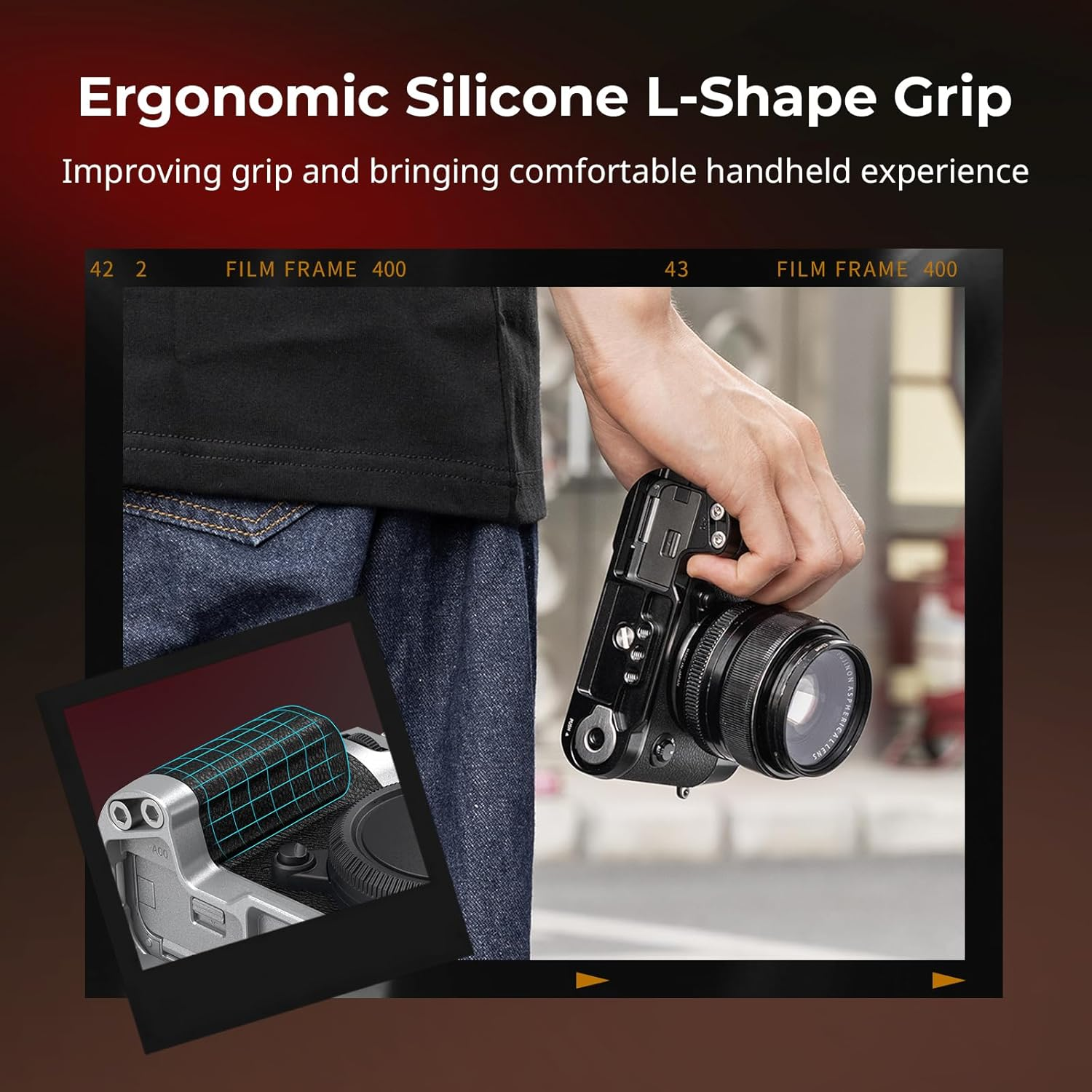 SMALLRIG X-T50 Handgrip, Silicone L-Shape Handle for FUJIFILM X-T50 Camera, Built-In Quick Release Plate for Arca, with Shutter Button and Hot Shoe Cover, Silver - 4713 image number 6