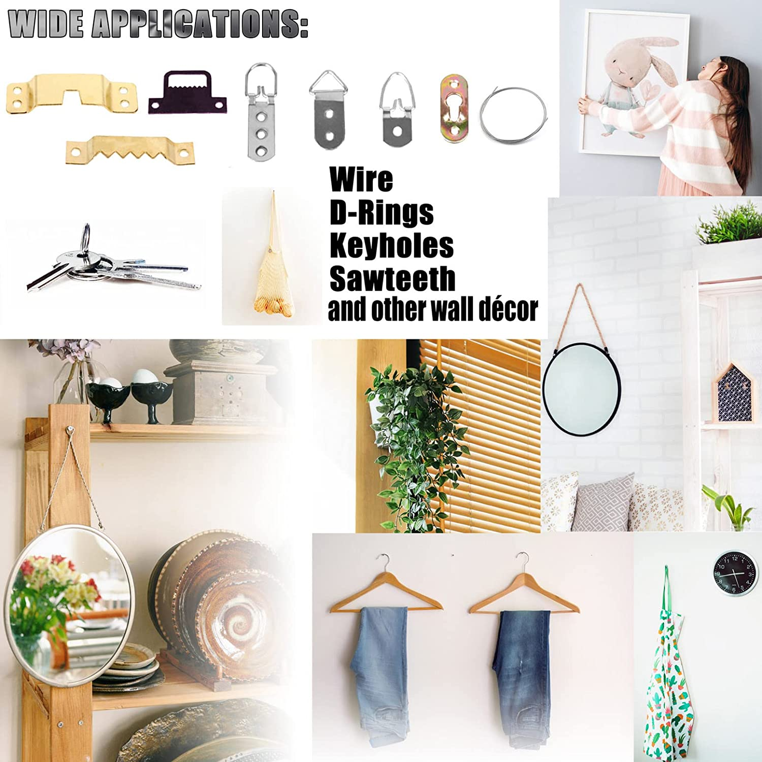 Laffeya Double-Headed Bear Claw Picture Hanging Screw, 4 in 1 Screw Hook, Work in Drywall and Wood Studs (Mix Size, 40) image number 1