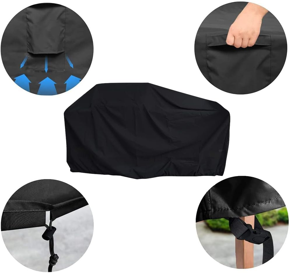 86 Inch Island BBQ Grill Head Cover Heavy Duty Waterproof Outdoor Kitchen BBQ Cover, Black