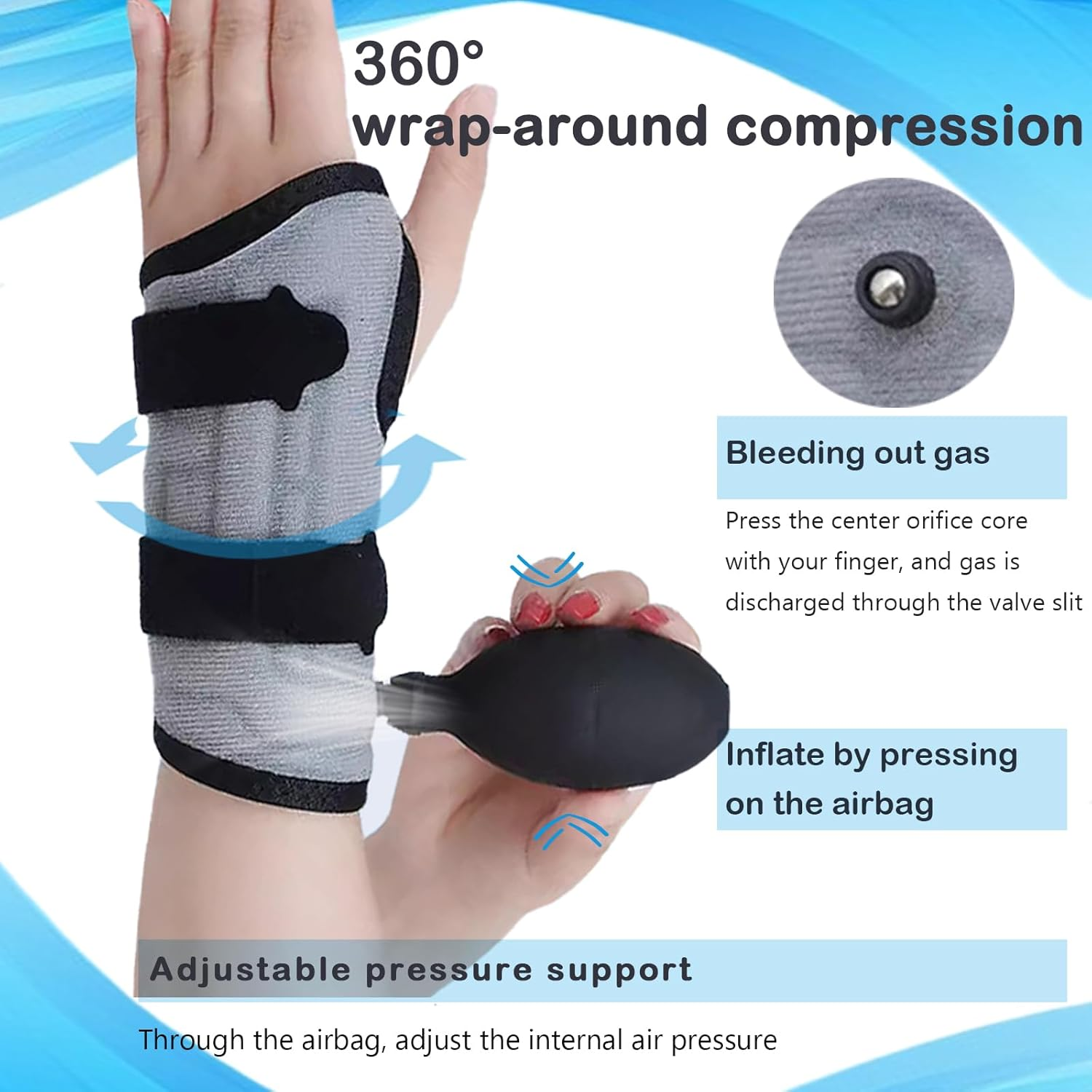 Avaneeny Wrist Brace for Carpal Tunnel Night Support, Inflatable Wrist Support with Air Compression for Relieving Pain Caused by Tendonitis, Arthritis and Sprains, Adjustable Hand Brace -Left