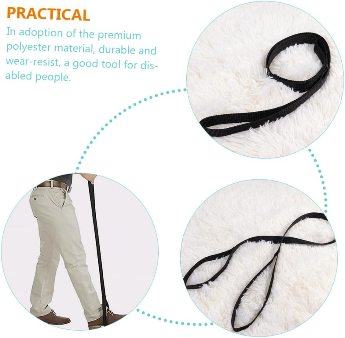 Beavorty 2Pcs Polyester Leg Lifter Straps for Elderly Disabled Multi-Function Foot Loops for Knee Orthopaedic Support Portable Household Mobility Aids for Easy Leg Lifting And