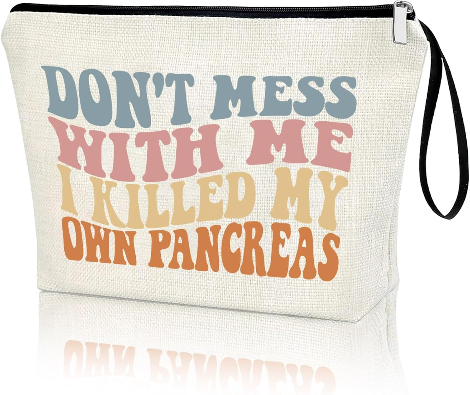 Diabetes Zipper Bag Type 1 Diabetes Support Diabetes Awareness Gift for Women Diabetic Survivor Funny Diabetes Makeup Bag Lazy Pancreas Club Pancreas Society Crew Present Cosmetic Travel Organizer image number 5