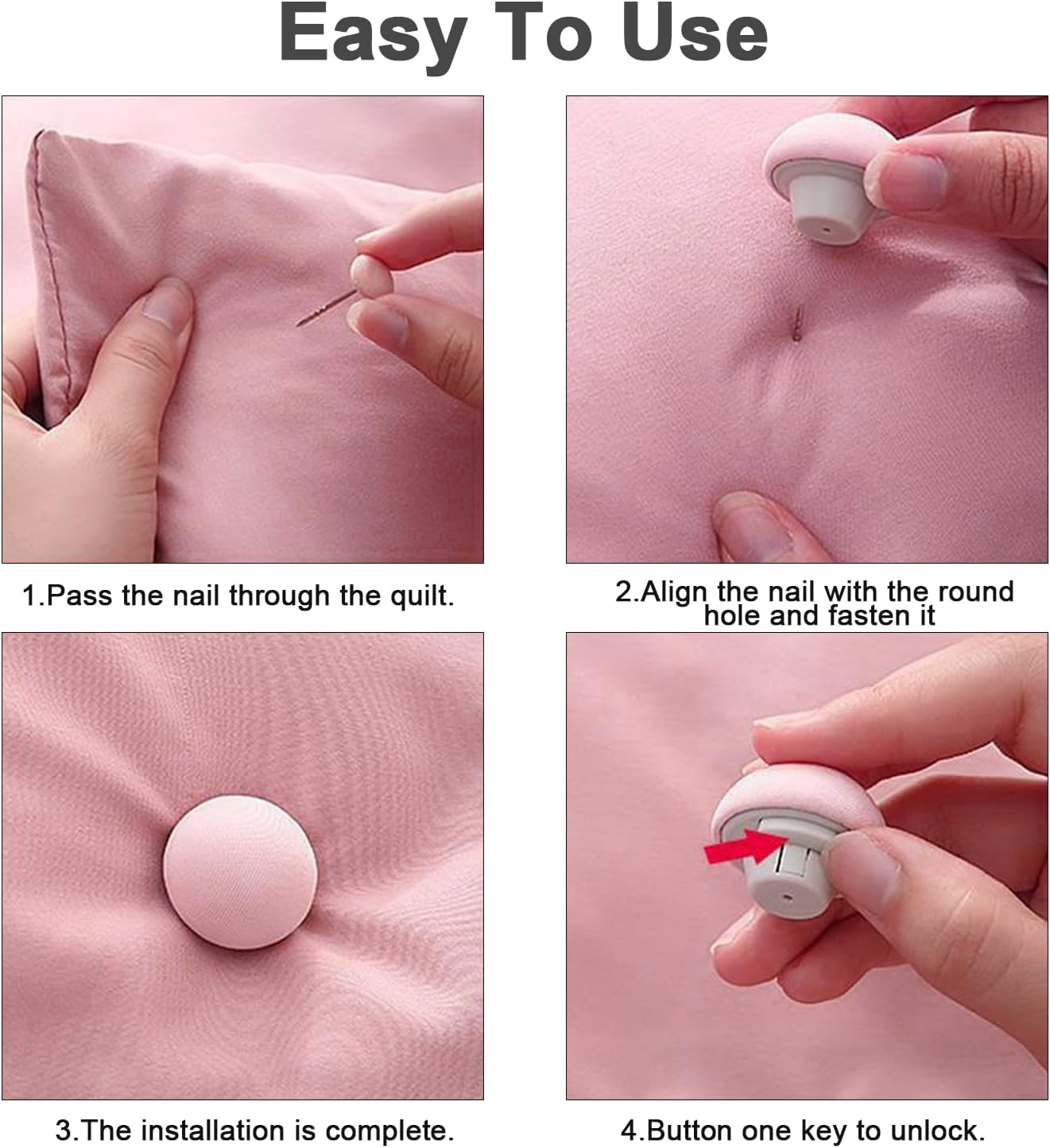 Aorvp Quilt Fixing Clips,Duvet Pin Duvet Clips,Bedding Holder Pins Fasteners Mushroom round Fixing Clips for Thin Thick Quilts Blanket Sheet Bed Skirt Cushion Curtain (25Pcs) (Pink)