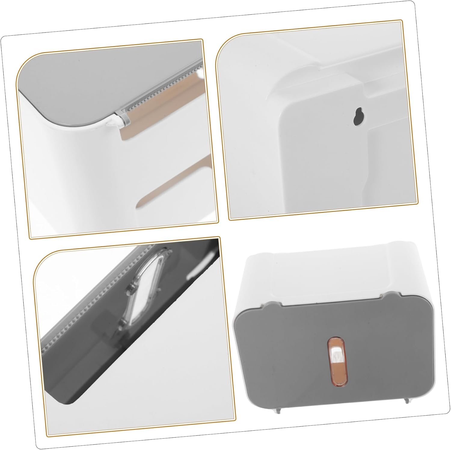 Waterproof No-Drill Wall Mounted Paper Towel Dispenser for Bathroom and Kitchen, Gray Plastic Paper Towel Holder, Space-Saving Tissue Box for Toilet and Washroom image number 5