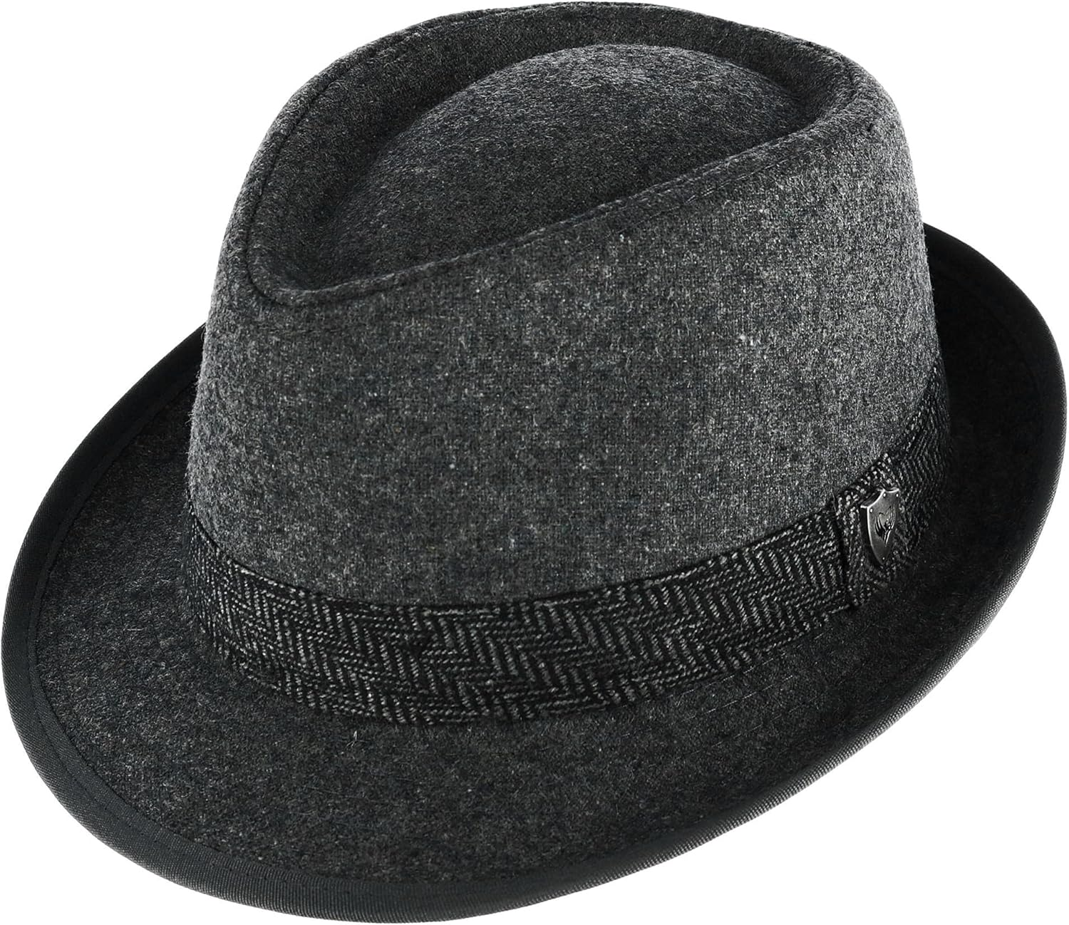 Ascentix Men'S Wool Blend All Season Fedora Hat with Herringbone Band