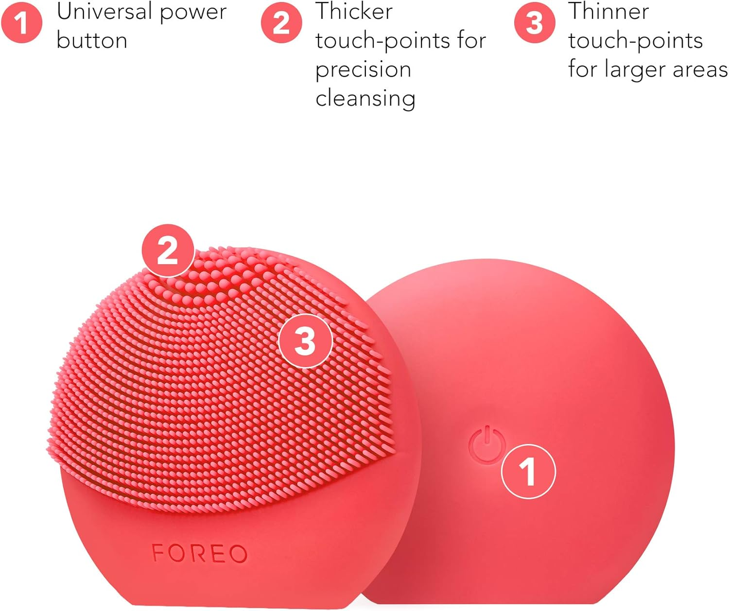 FOREO LUNA Play plus 2 Peach of Cake Compact Silicone Facial Cleansing Brush for All Skin Types, Replacable AAA Battery, 2-Zone Brush Head, T-Sonic Massage, 1-Min Routine image number 3